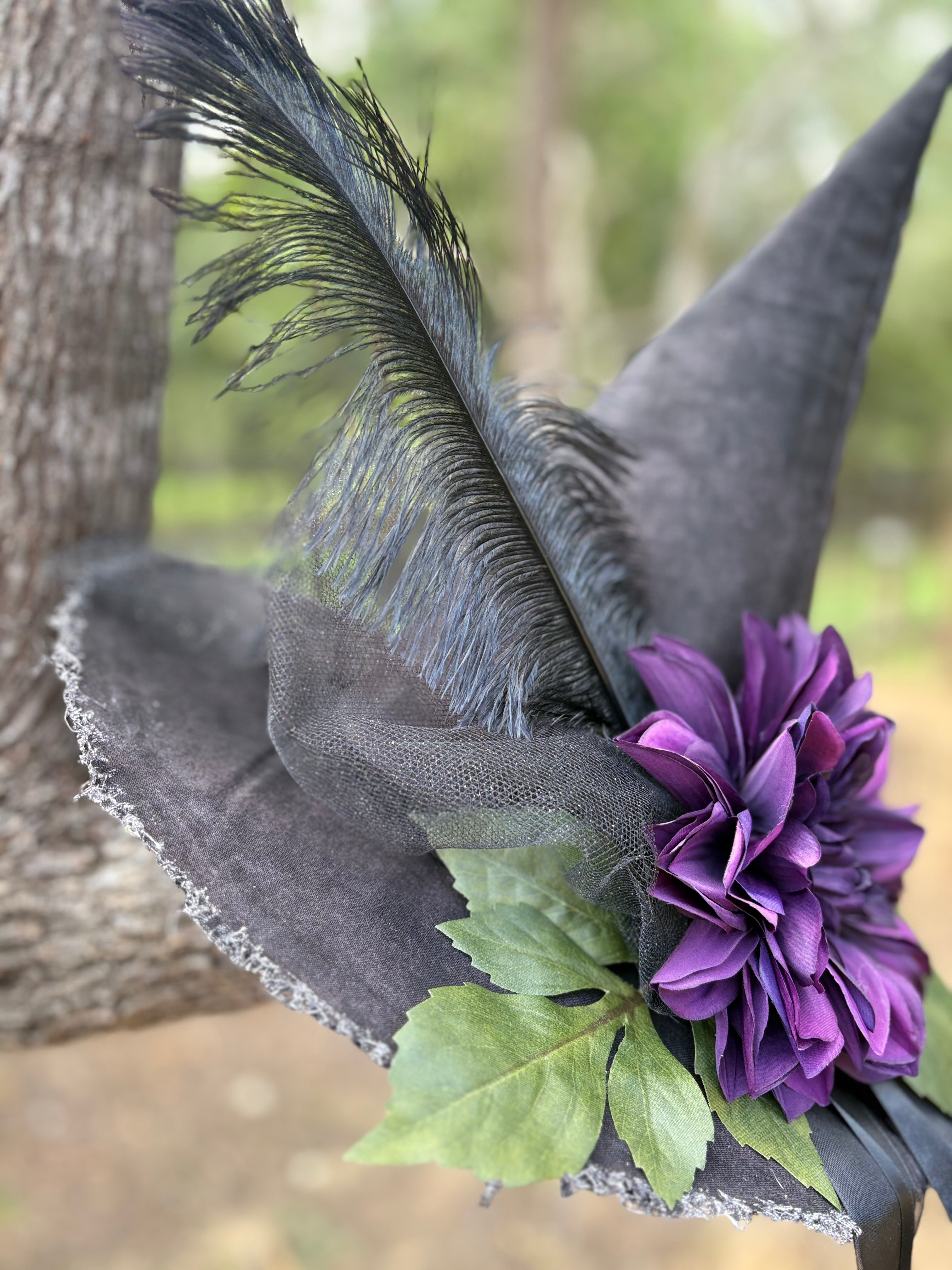 Lady Octavia Dahlwyn | Black & Plum Witch Hat – Moonspell Hollow™