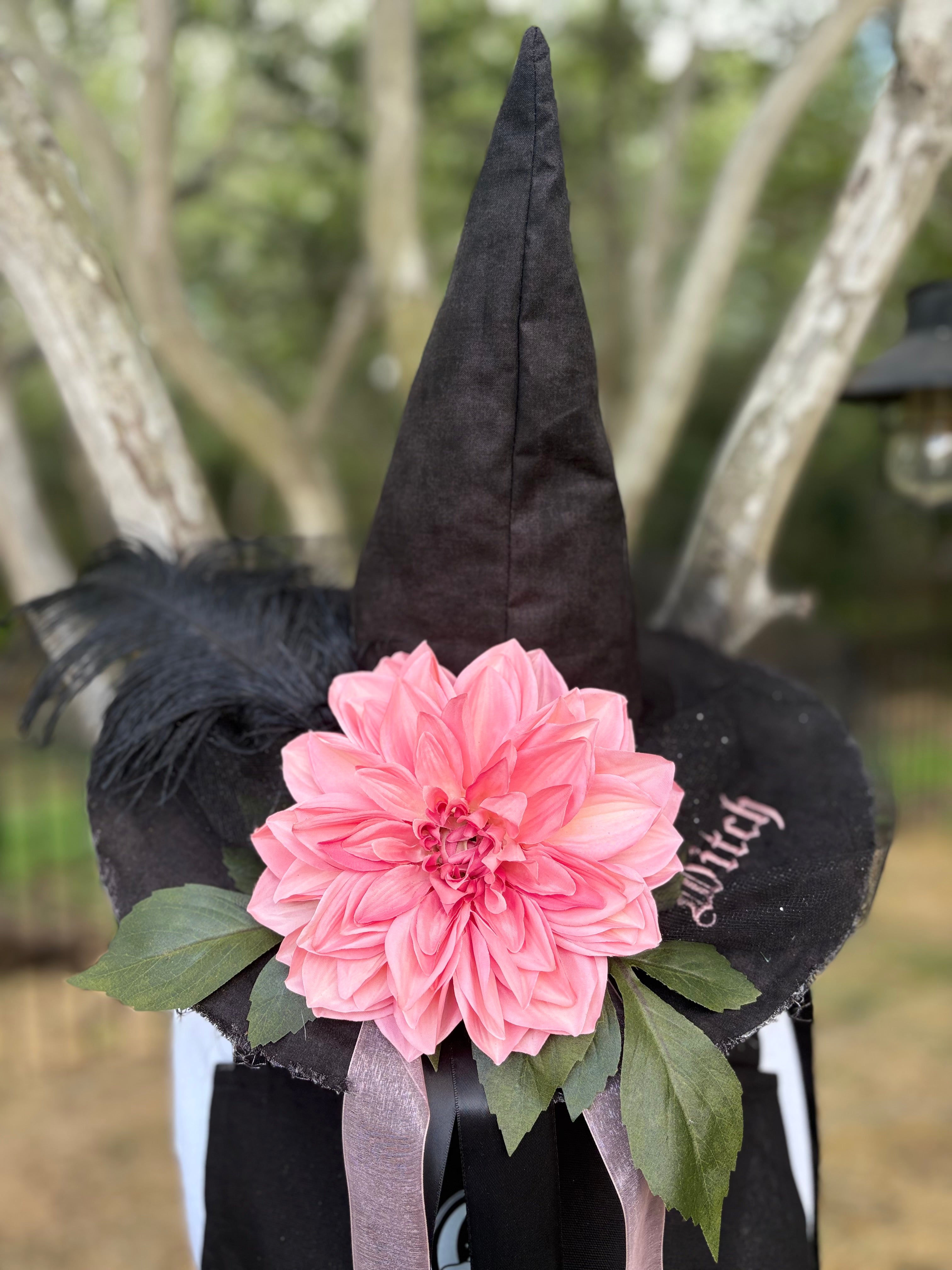 Ember Bloom | Black & Coral Witch Hat – Moonspell Hollow™