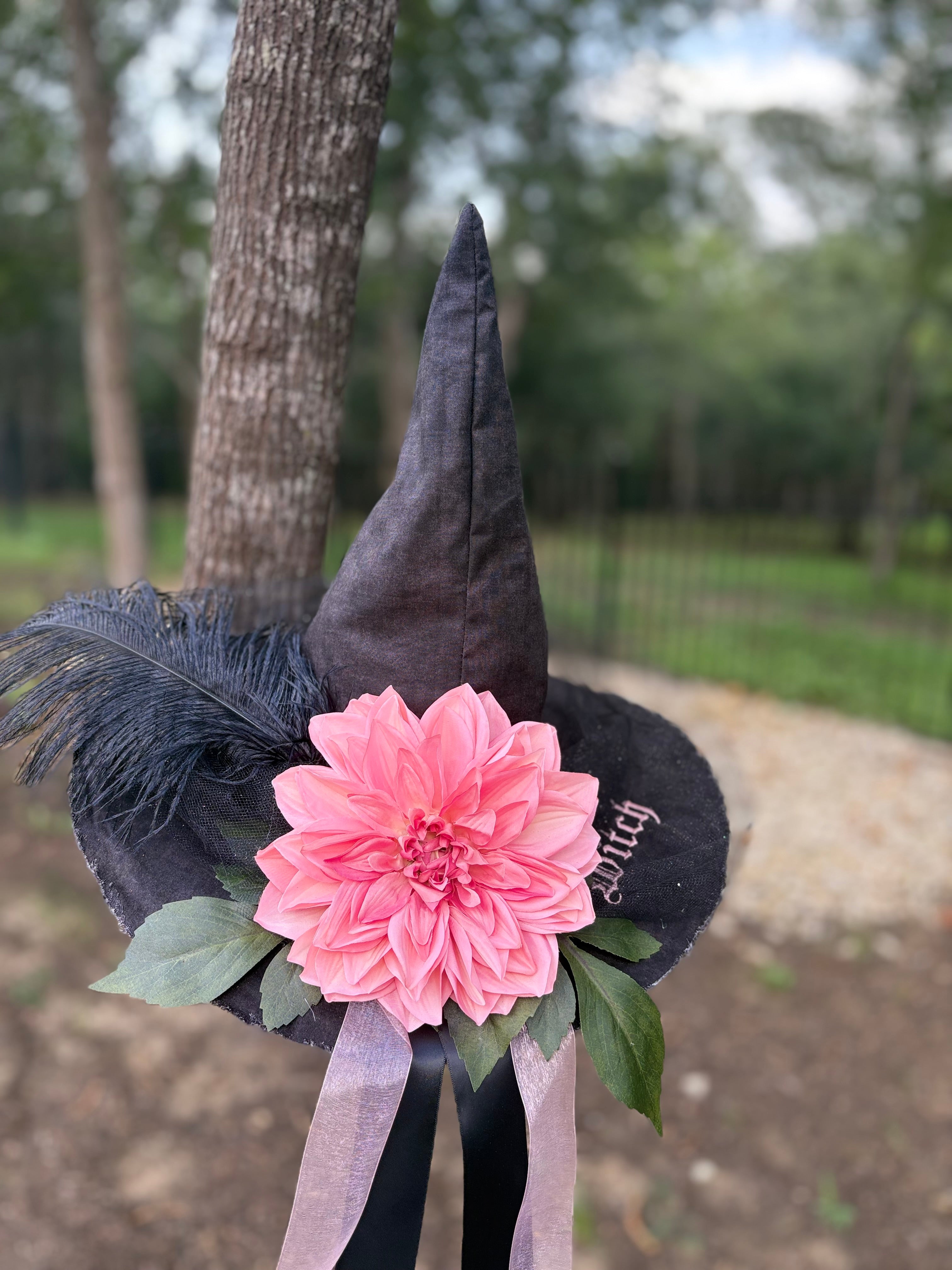 Ember Bloom | Black & Coral Witch Hat – Moonspell Hollow™