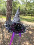 Ophelia Noire | Silver Lace & Plum Witch Hat | Moonspell Hollow™