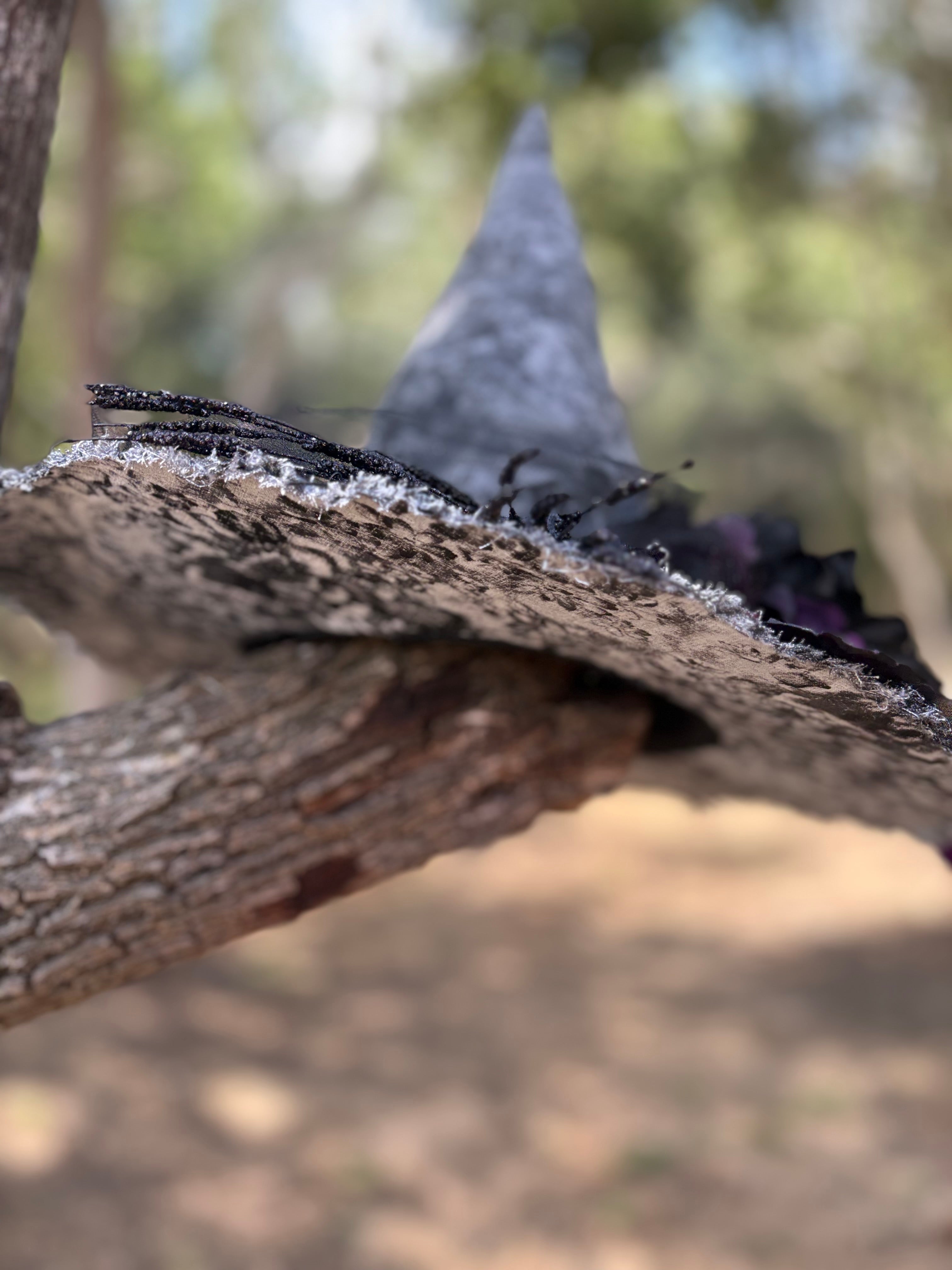 Ophelia Noire | Silver Lace & Plum Witch Hat | Moonspell Hollow™