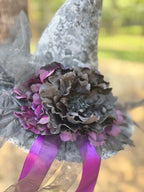Ophelia Noire | Silver Lace & Plum Witch Hat | Moonspell Hollow™