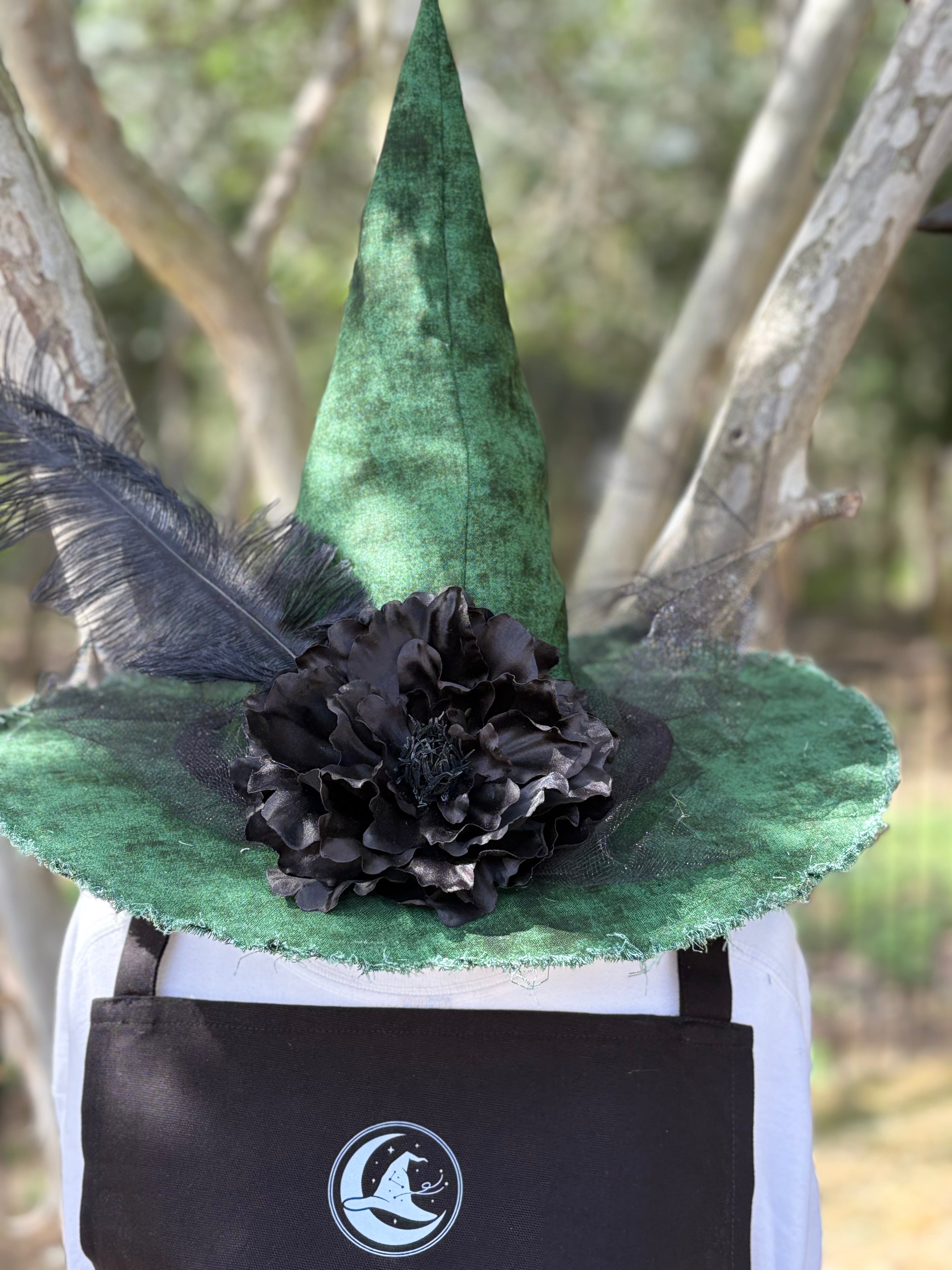 Sable Witch Hat | Handmade Green & Black Statement Hat – Moonspell Hollow™