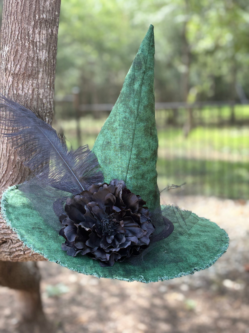 Sable Witch Hat | Handmade Green & Black Statement Hat – Moonspell Hollow™