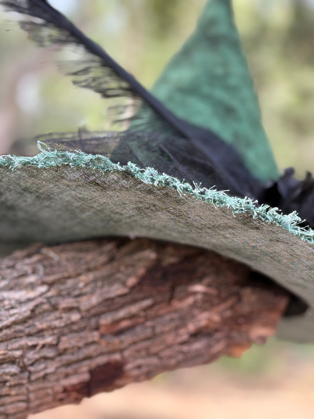 Sable Witch Hat | Handmade Green & Black Statement Hat – Moonspell Hollow™