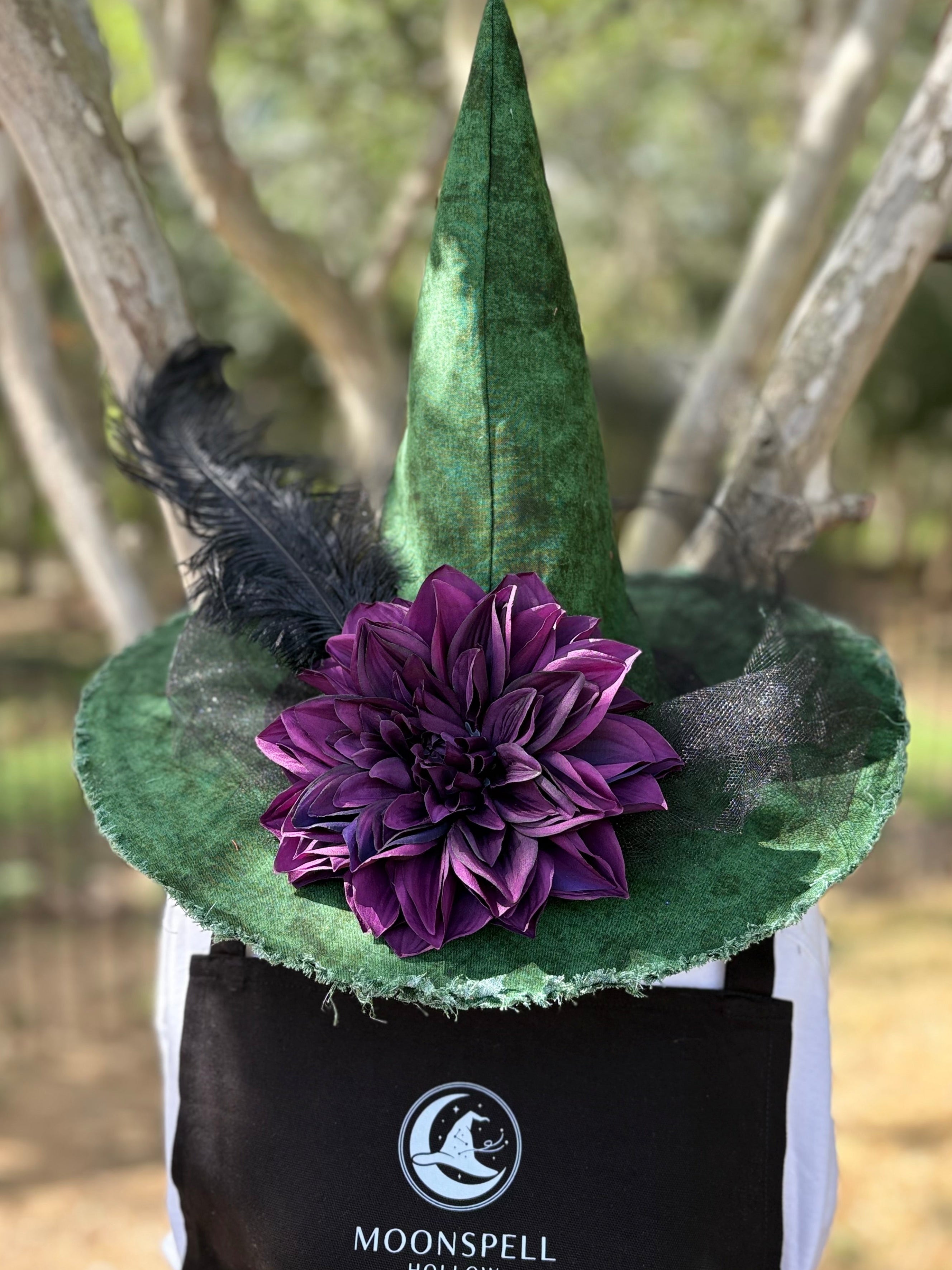 Hexed in Hellebore | Green & Plum Witch Hat – Moonspell Hollow™