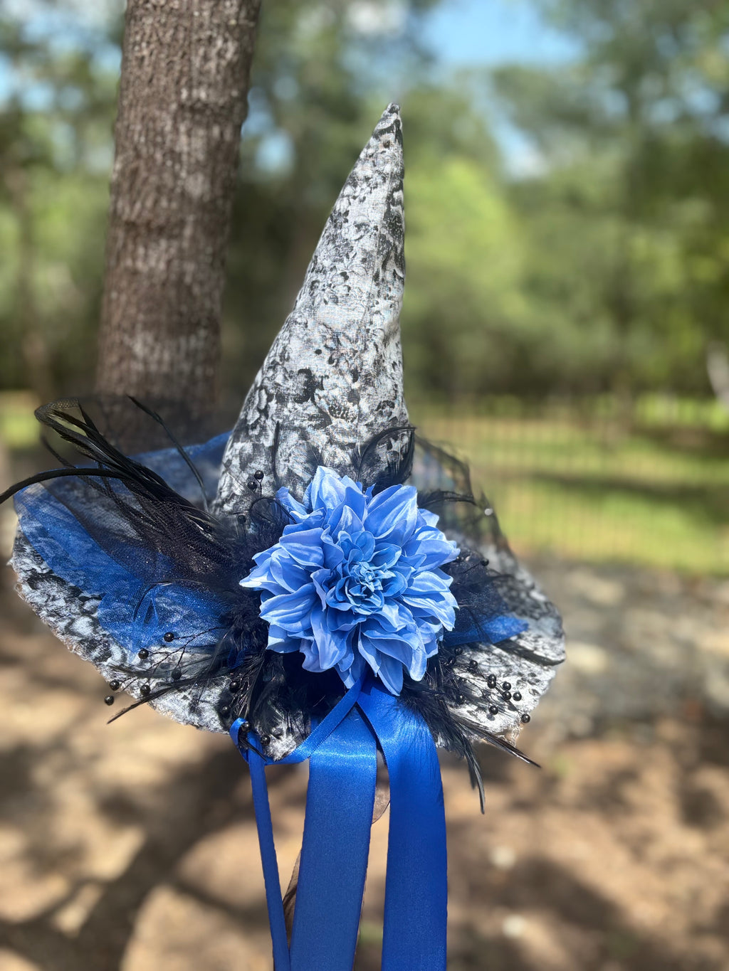 Blue Reverie | Grey & Blue Vintage Witch Hat – Moonspell Hollow™