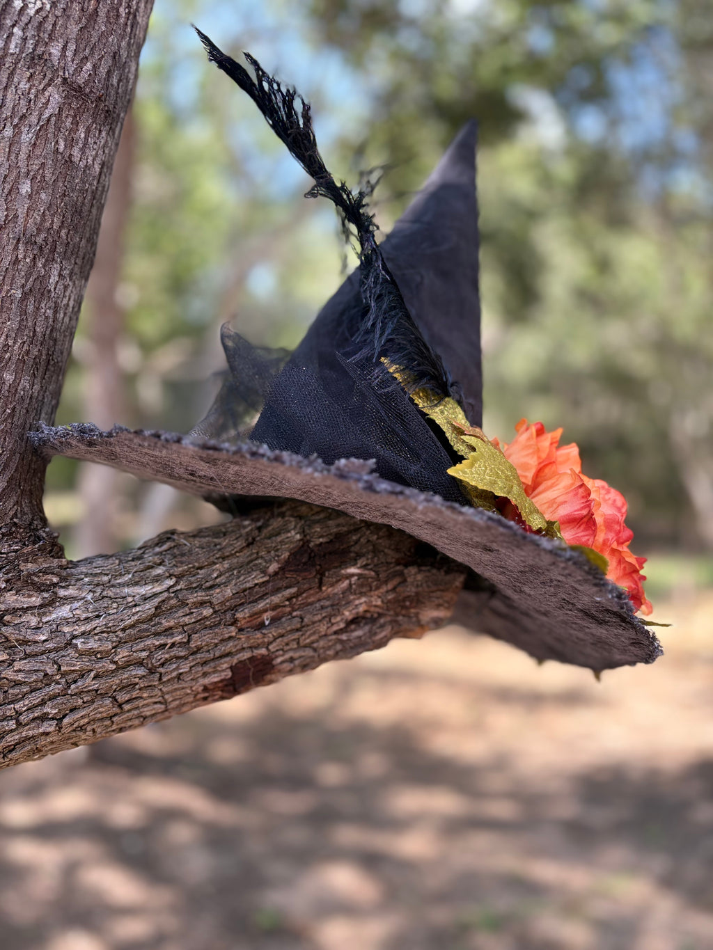 Embermere | Black Witch Hat with Orange Peony – Moonspell Hollow™