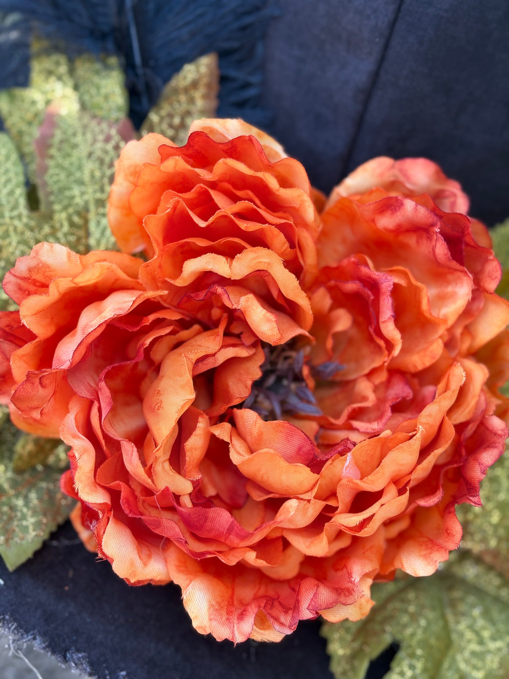 Embermere | Black Witch Hat with Orange Peony – Moonspell Hollow™