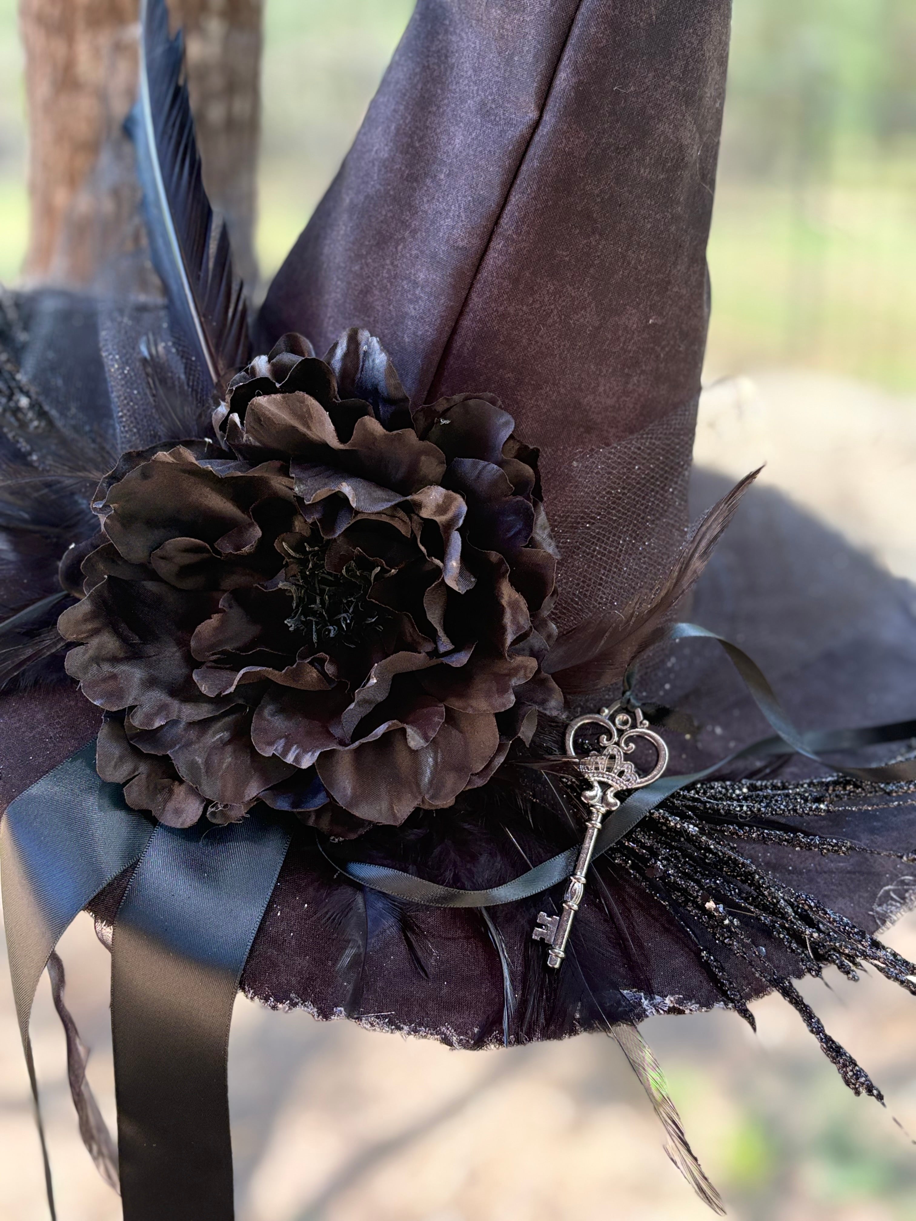 Lady Ravenshade | Black Gothic Key Witch Hat – Moonspell Hollow™