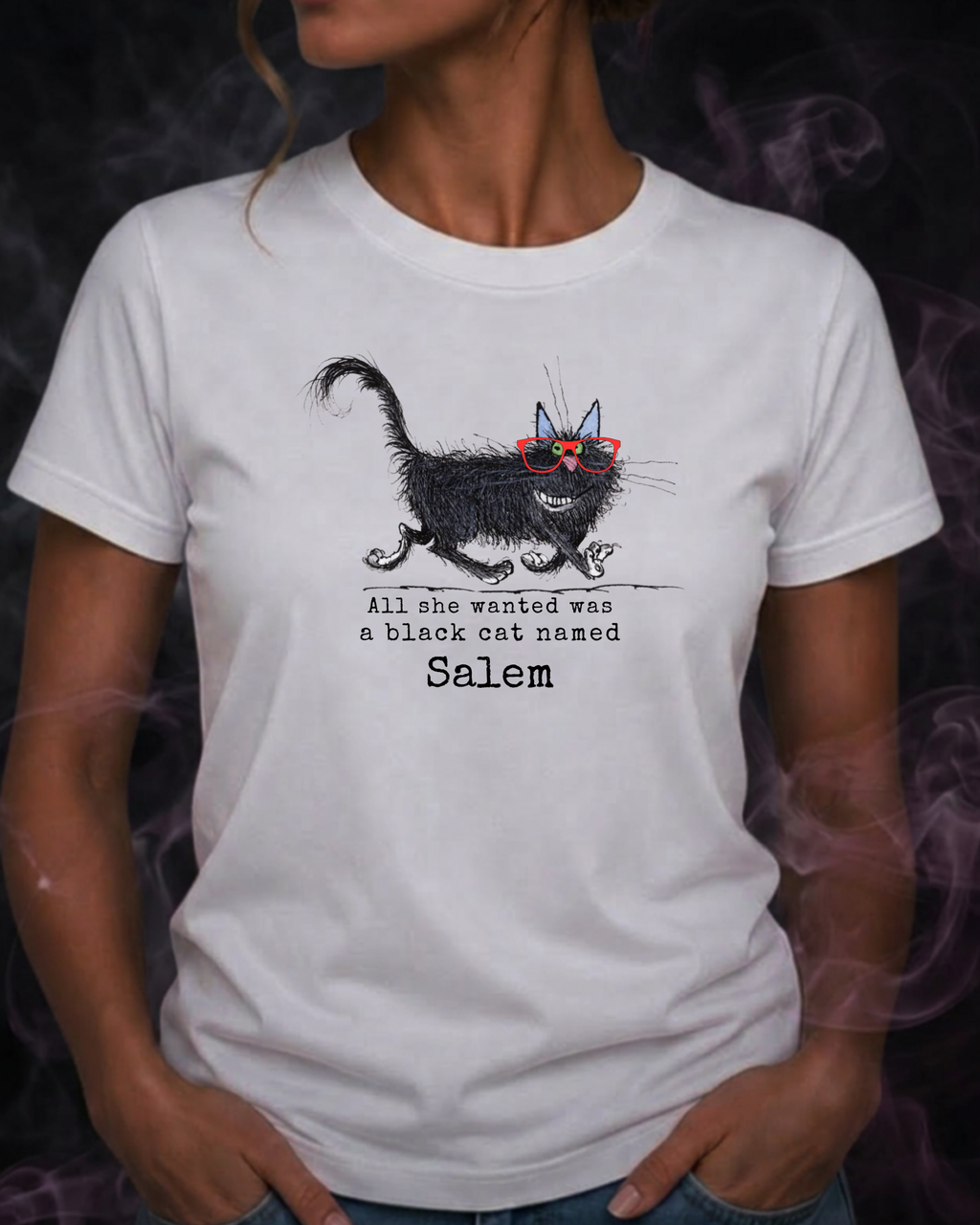 All She Wanted Was a Black Cat Named Salem — Graphic Tee | Moonspell Hollow™