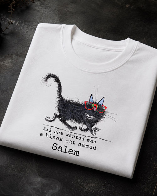 All She Wanted Was a Black Cat Named Salem — Graphic Tee | Moonspell Hollow™