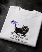 I Knew Who I Was From a Young Age — Black Cat Graphic Tee | Moonspell Hollow™
