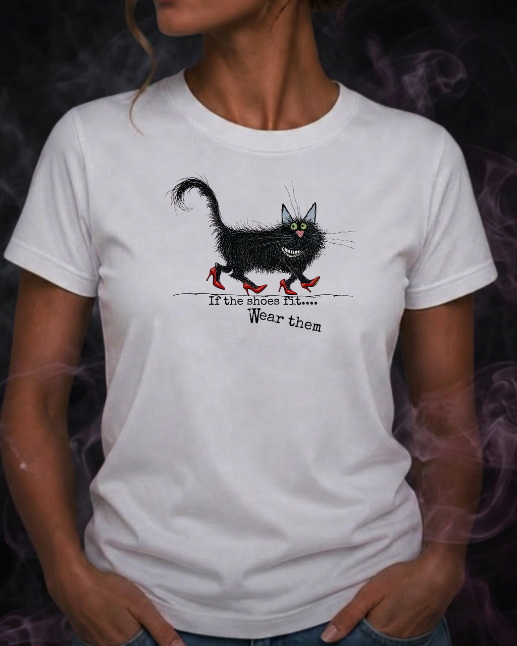 If the Shoes Fit, Wear Them — Black Cat Graphic Tee | Moonspell Hollow™