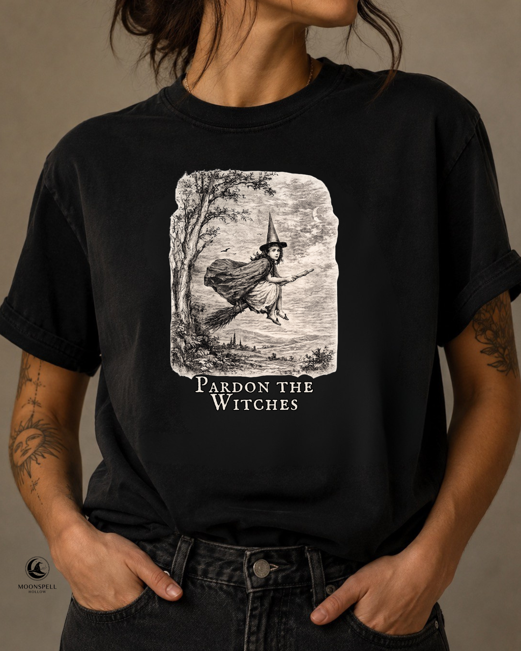 Pardon the Witches Tee | British Witch History Shirt | Moonspell Hollow™