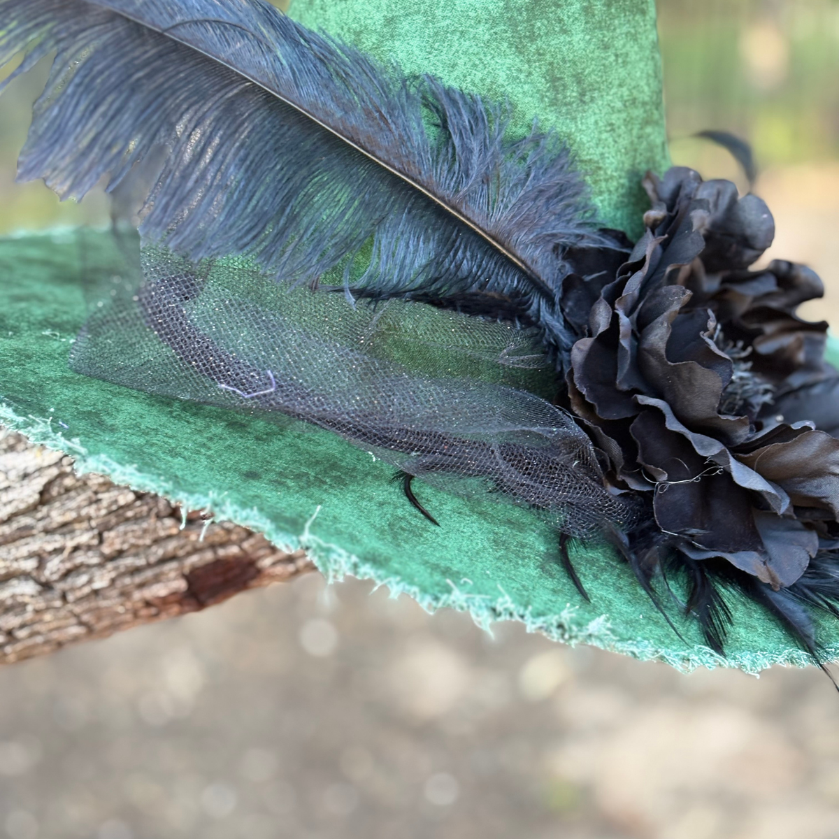 Sable Witch Hat | Handmade Green & Black Statement Hat – Moonspell Hollow™