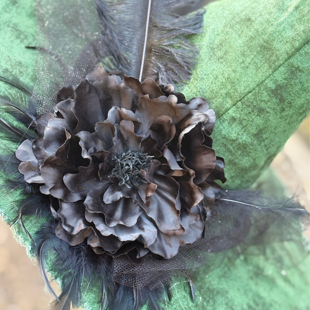 Sable Witch Hat | Handmade Green & Black Statement Hat – Moonspell Hollow™