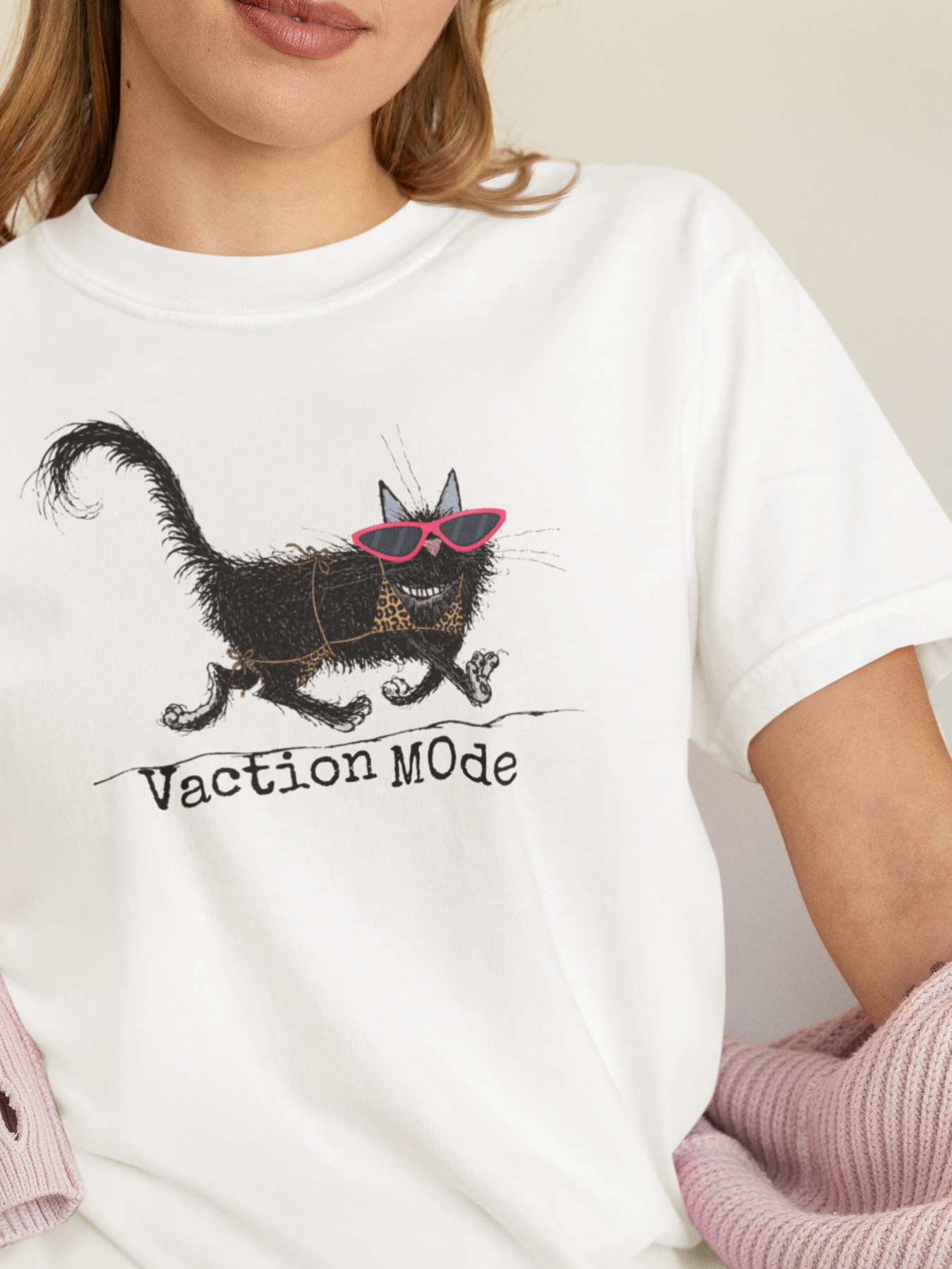 Vacation Mode — Black Cat Graphic Tee
