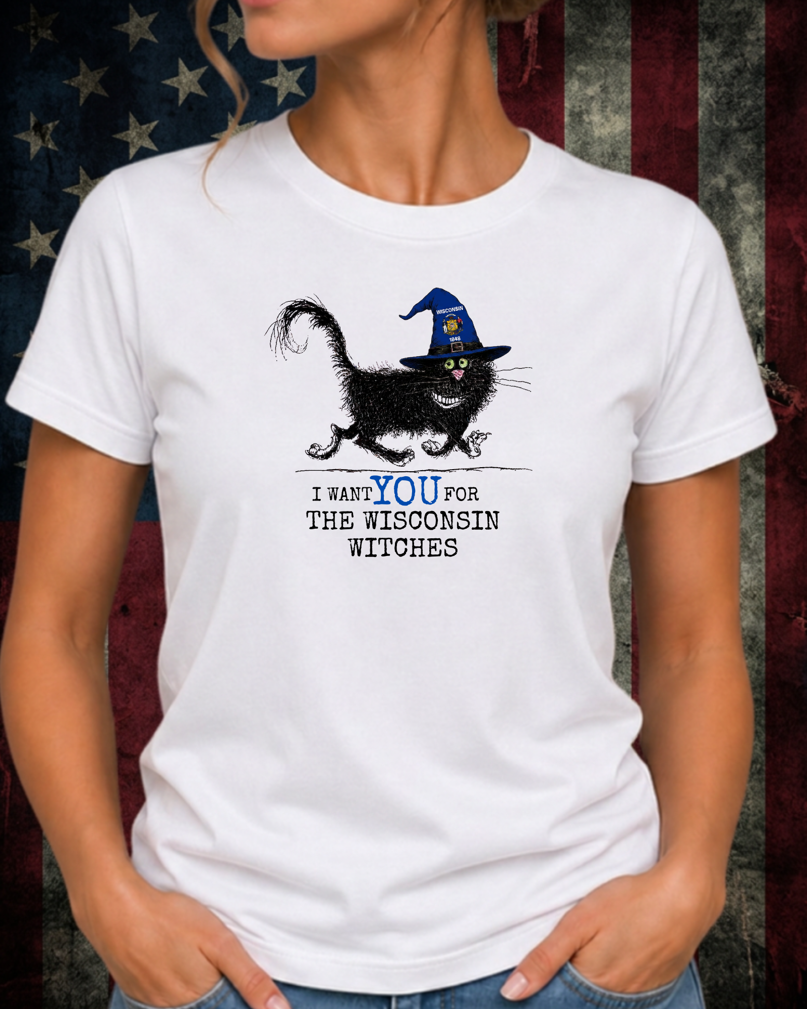 Wisconsin Witches Tee – Comfort Colors Black Cat Graphic Tee | Moonspell Hollow™
