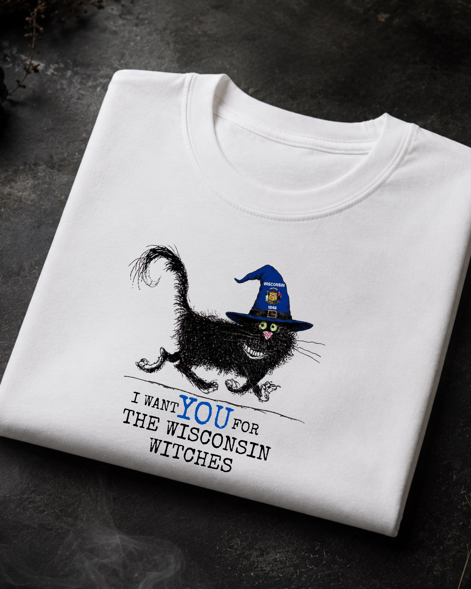 Wisconsin Witches Tee – Comfort Colors Black Cat Graphic Tee | Moonspell Hollow™