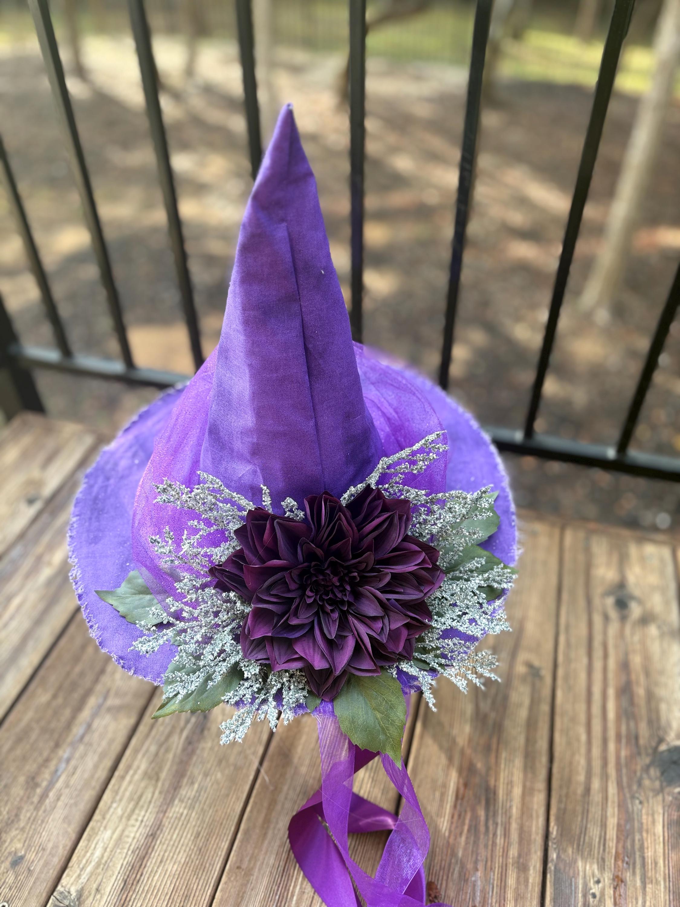 Witch Hat in Frost & Purple – Snow Queen Costume, Gothic Sorceress Style Fashion