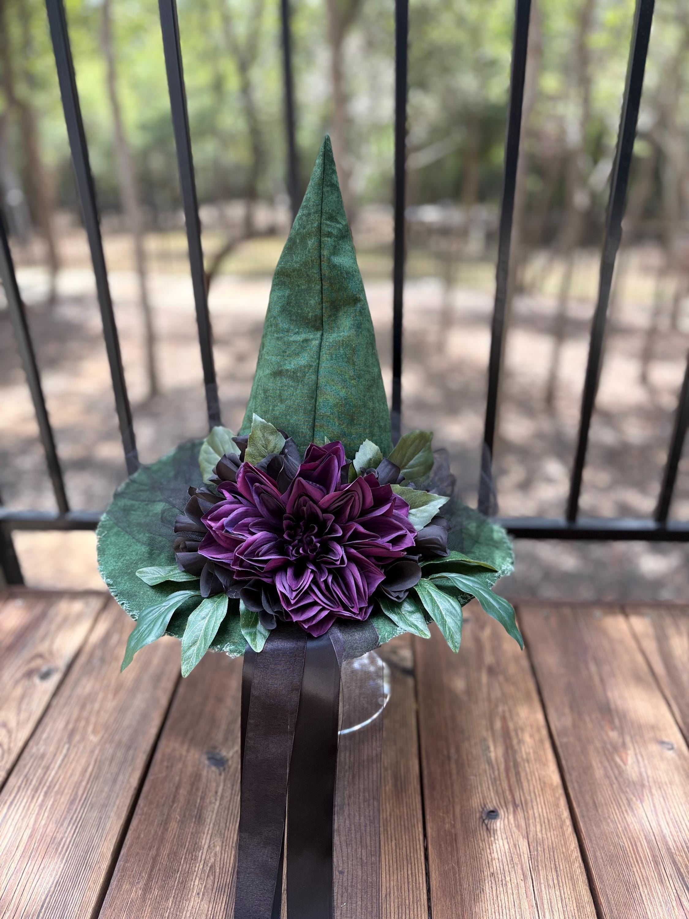 Witch Hat in Green and Plum | Gothic Halloween Costume Hat