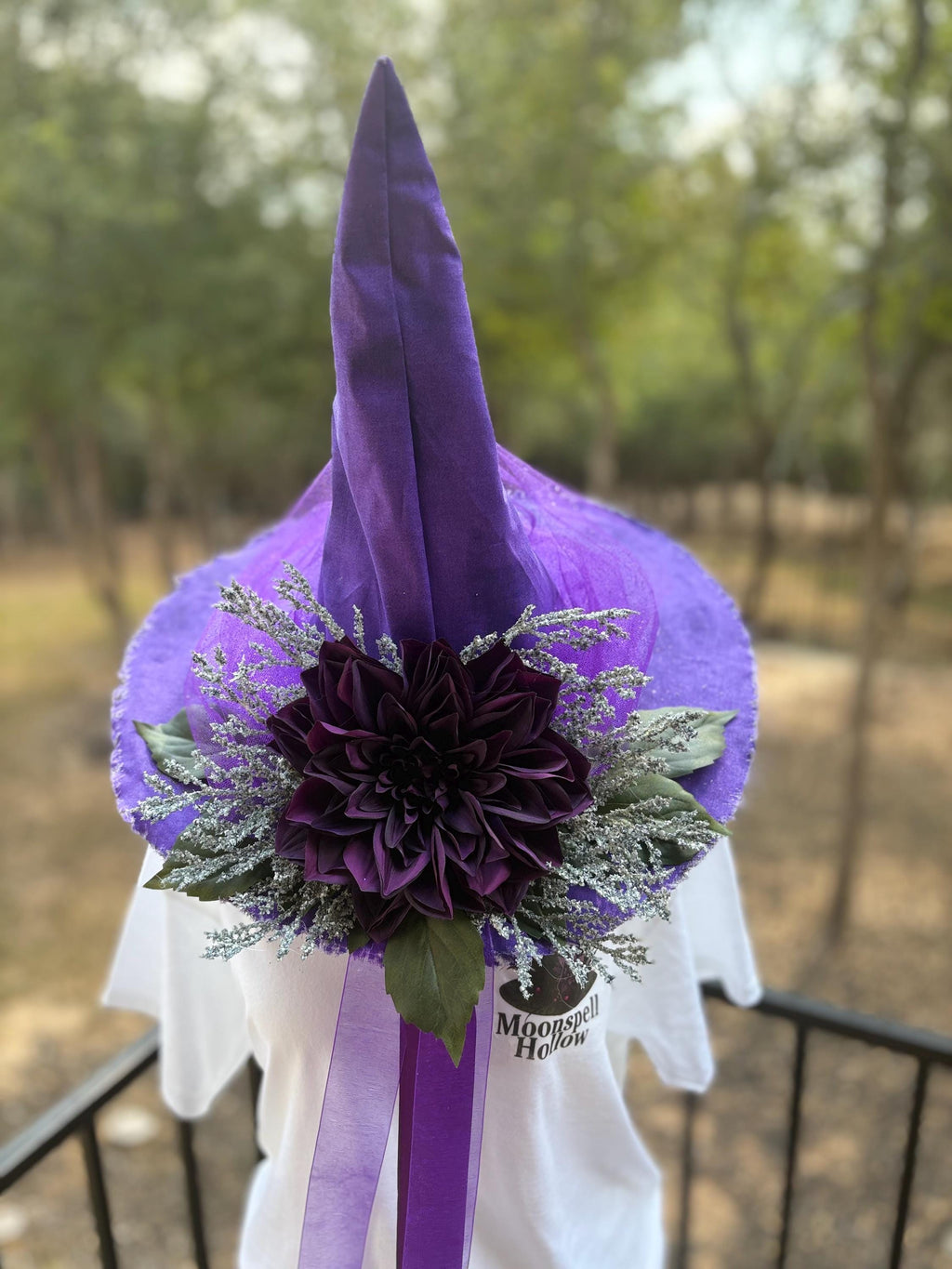 Witch Hat in Frost & Purple – Snow Queen Costume, Gothic Sorceress Style Fashion