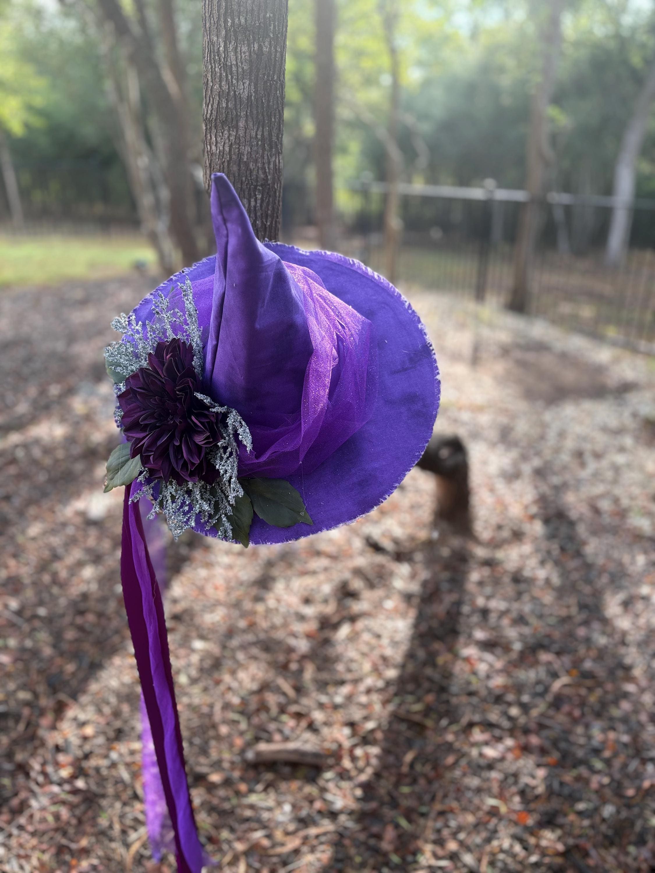 Witch Hat in Frost & Purple – Snow Queen Costume, Gothic Sorceress Style Fashion
