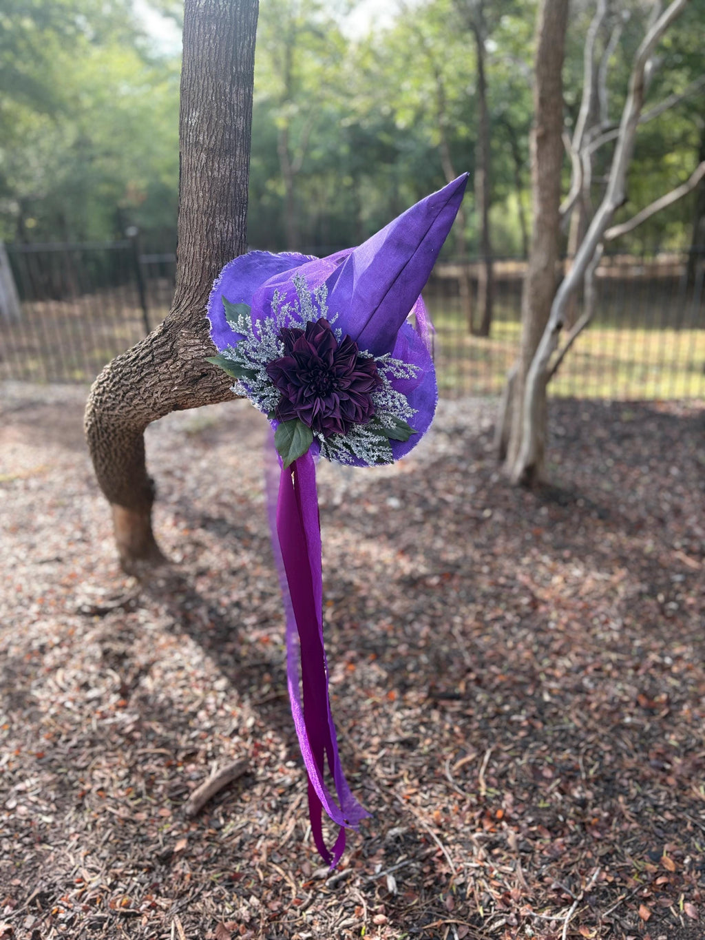 Witch Hat in Frost & Purple – Snow Queen Costume, Gothic Sorceress Style Fashion