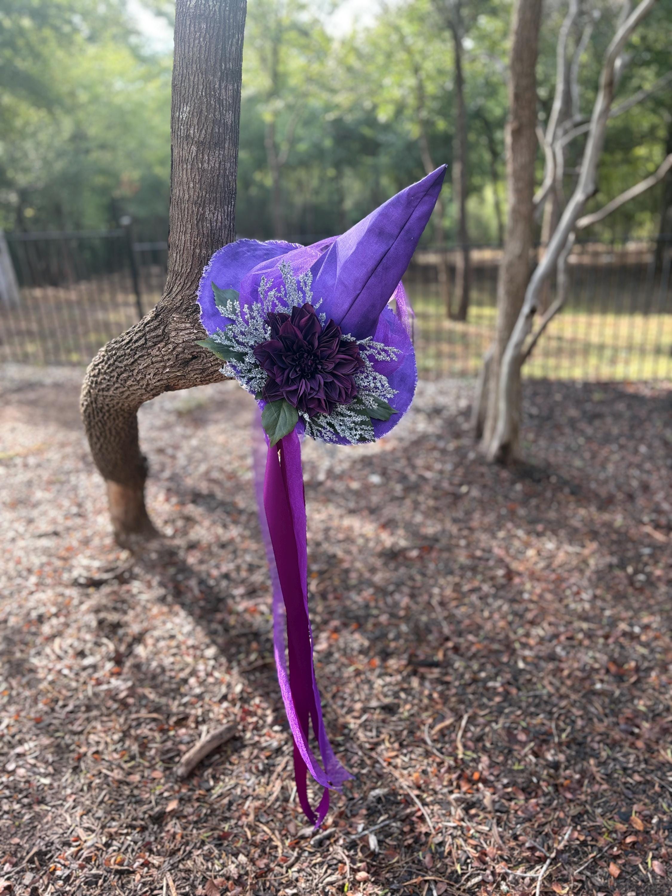 Witch Hat in Frost & Purple – Snow Queen Costume, Gothic Sorceress Style Fashion