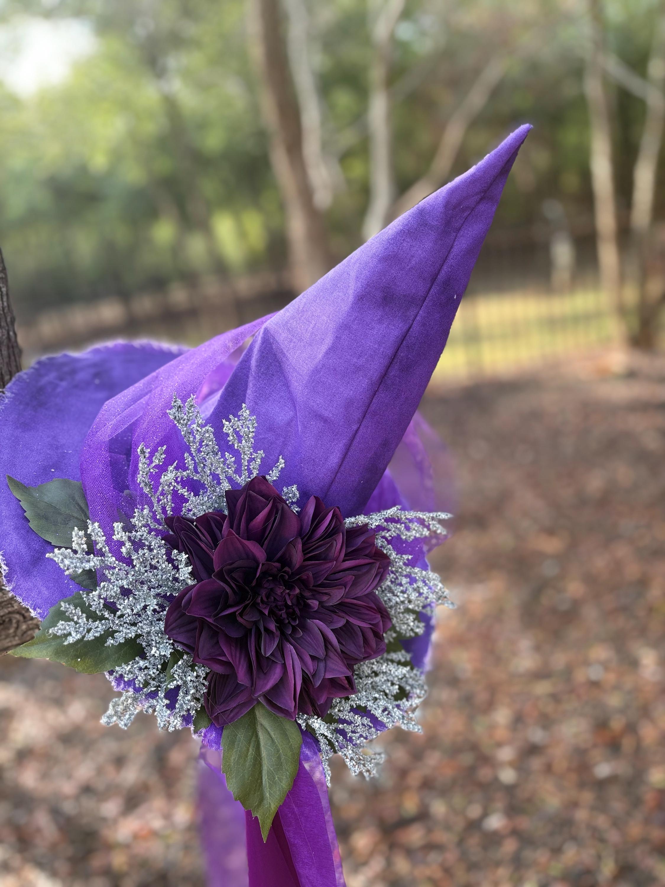 Witch Hat in Frost & Purple – Snow Queen Costume, Gothic Sorceress Style Fashion