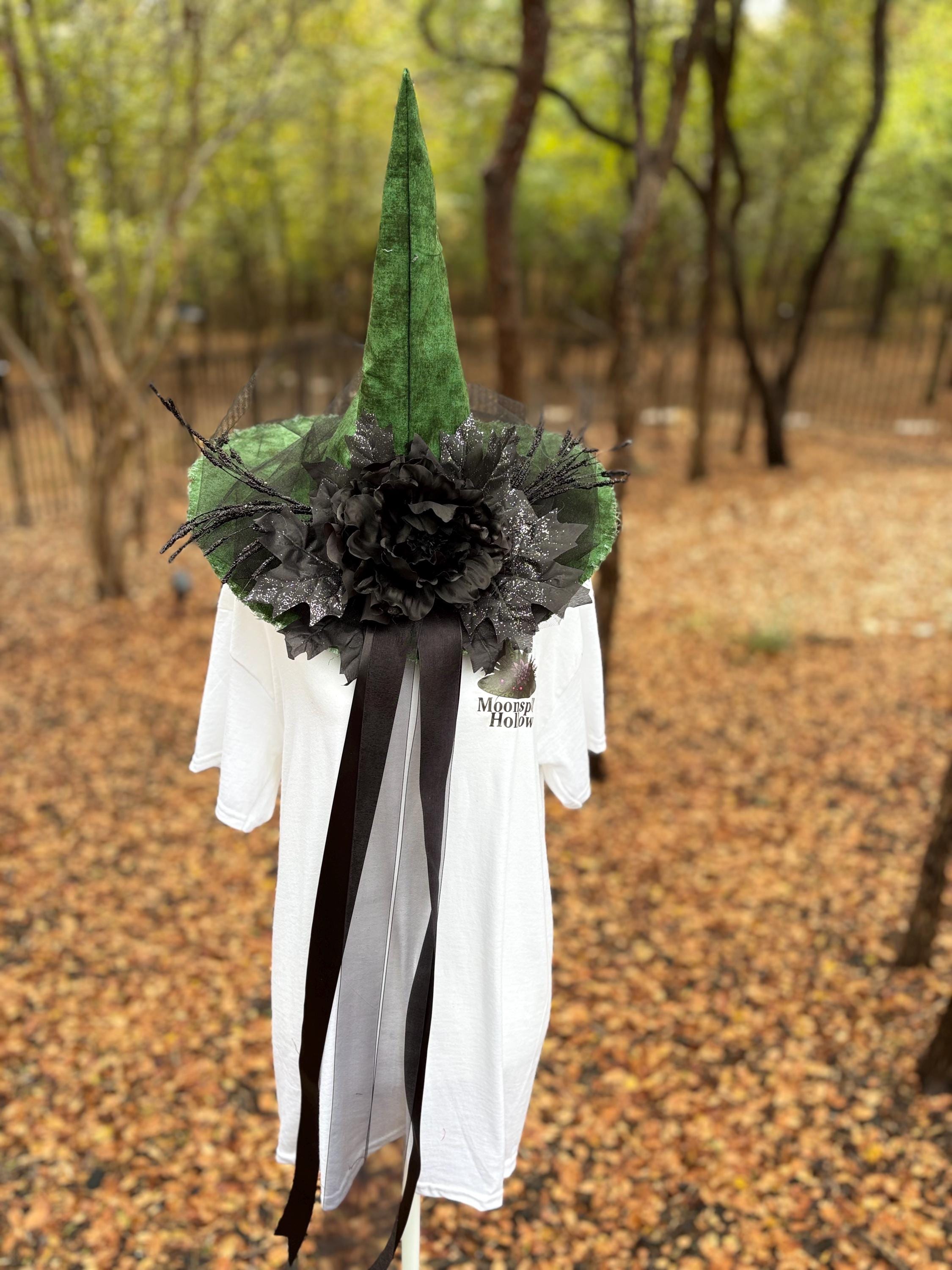 Witch Hat in Deep Green & Black | Shadow Envy | Gothic Halloween Costume Hat