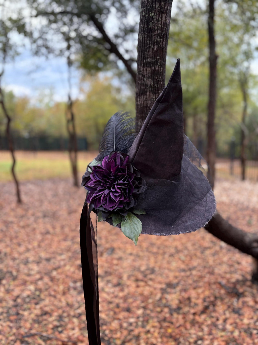 Witch Hat in Black & Plum | Witchy Elegance | Gothic Witch