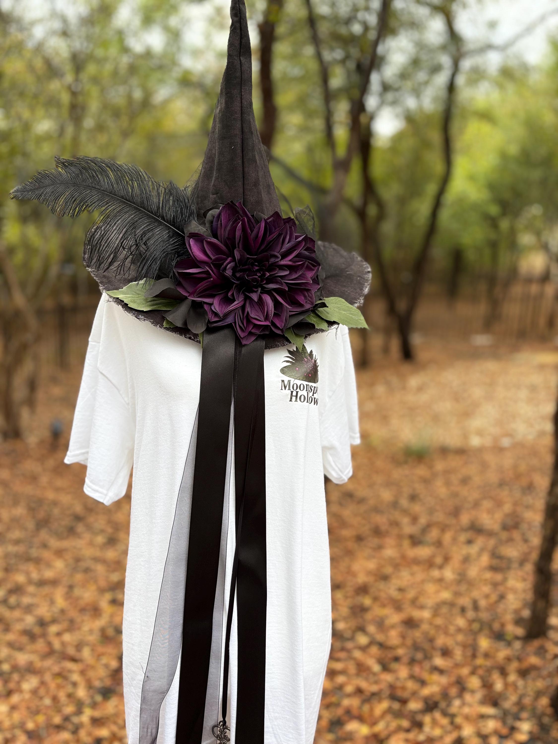 Witch Hat in Black & Plum | Witchy Elegance | Gothic Witch