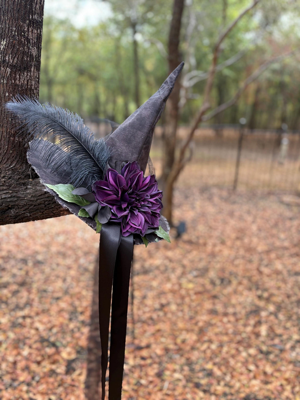 Witch Hat in Black & Plum | Witchy Elegance | Gothic Witch