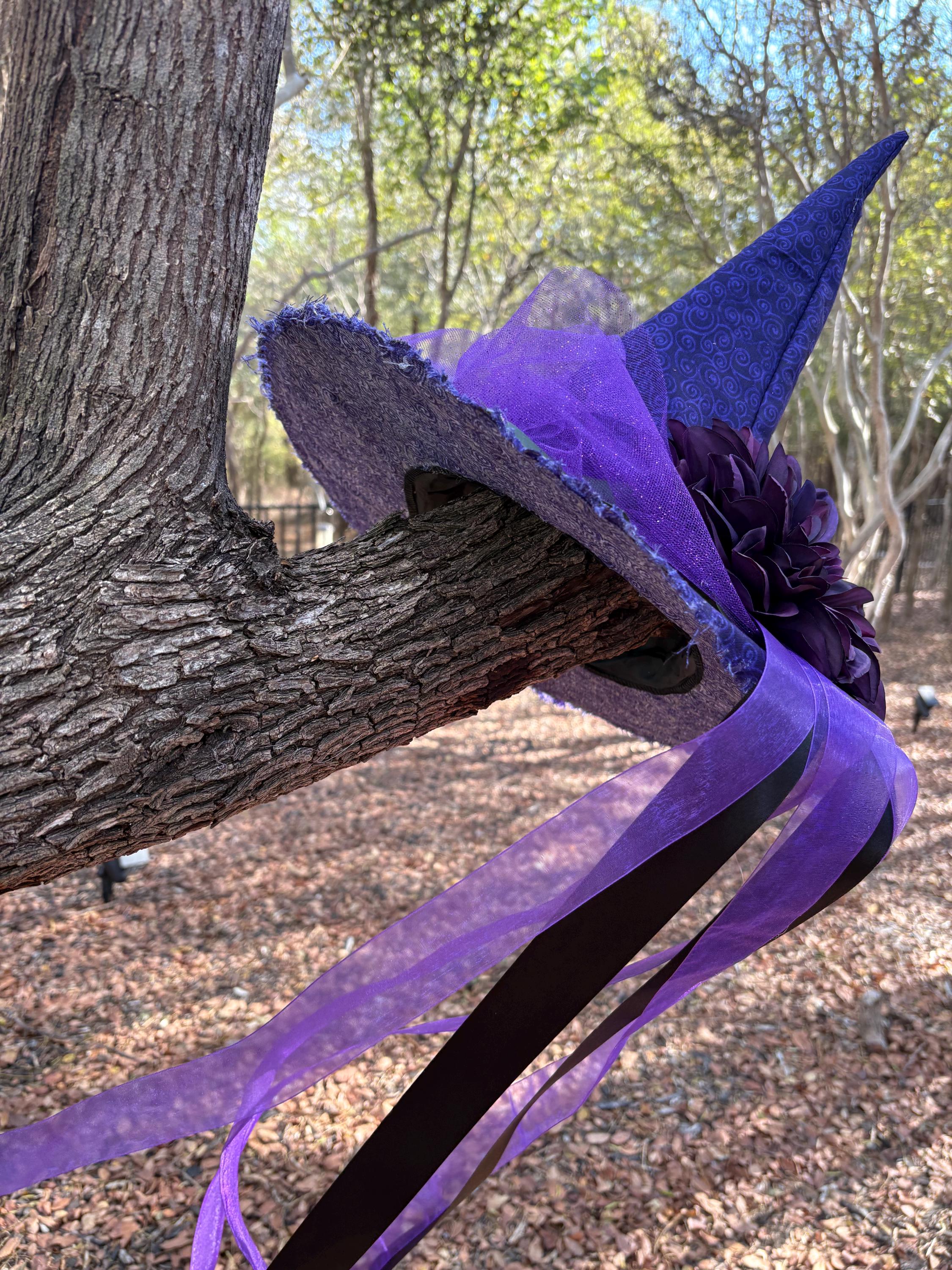 Witch Hat in Purple & Black | Yule Ball Gothic Headpiece for the Winter Witch