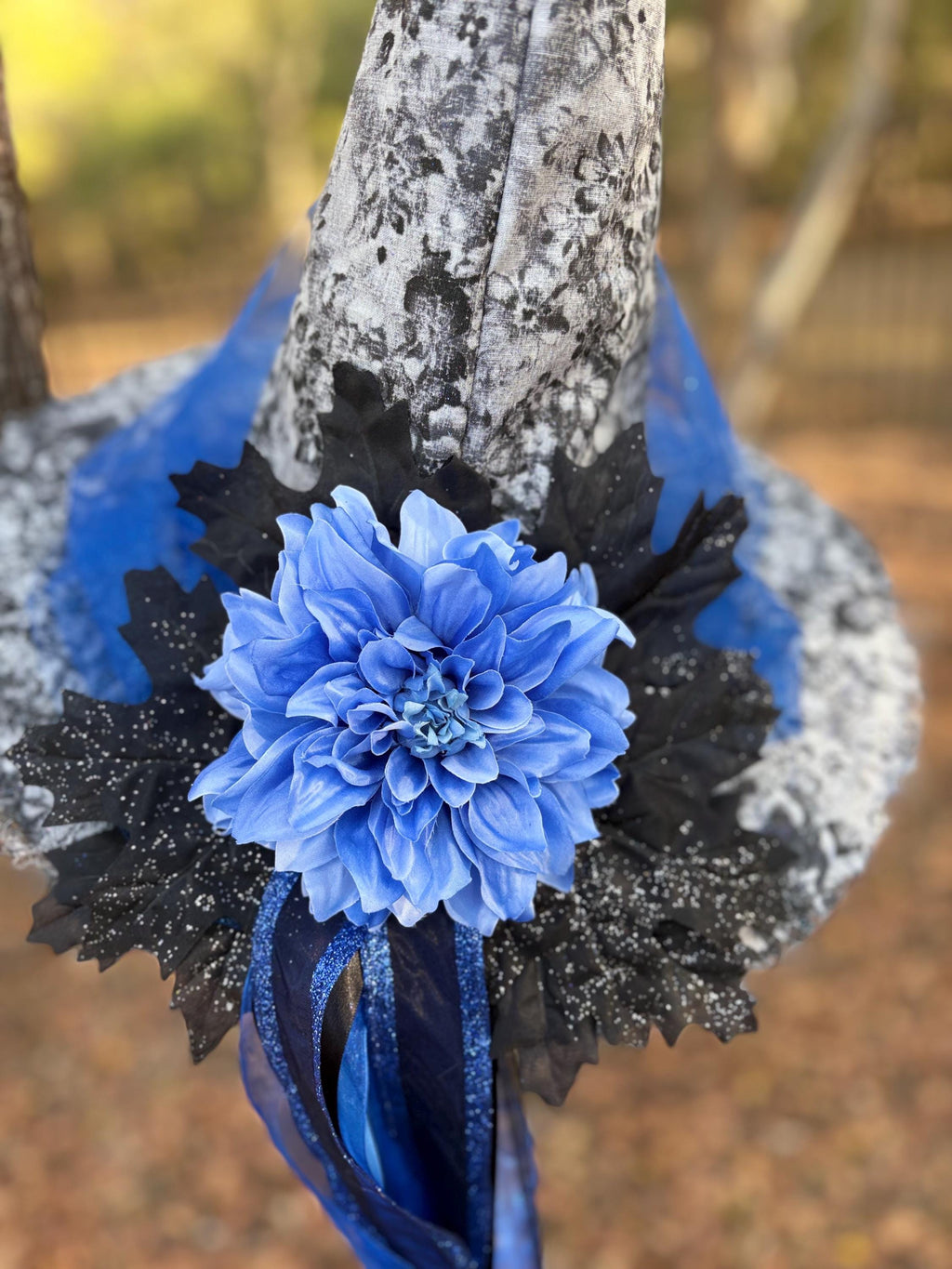 Witch Hat in Grey & Blue with key | Witchy Fashion