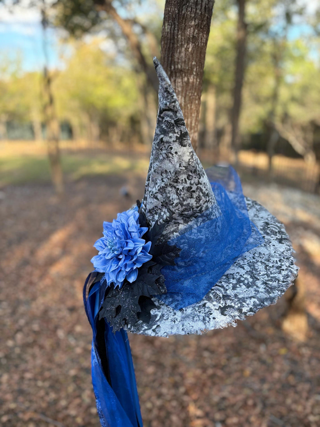 Witch Hat in Grey & Blue with key | Witchy Fashion