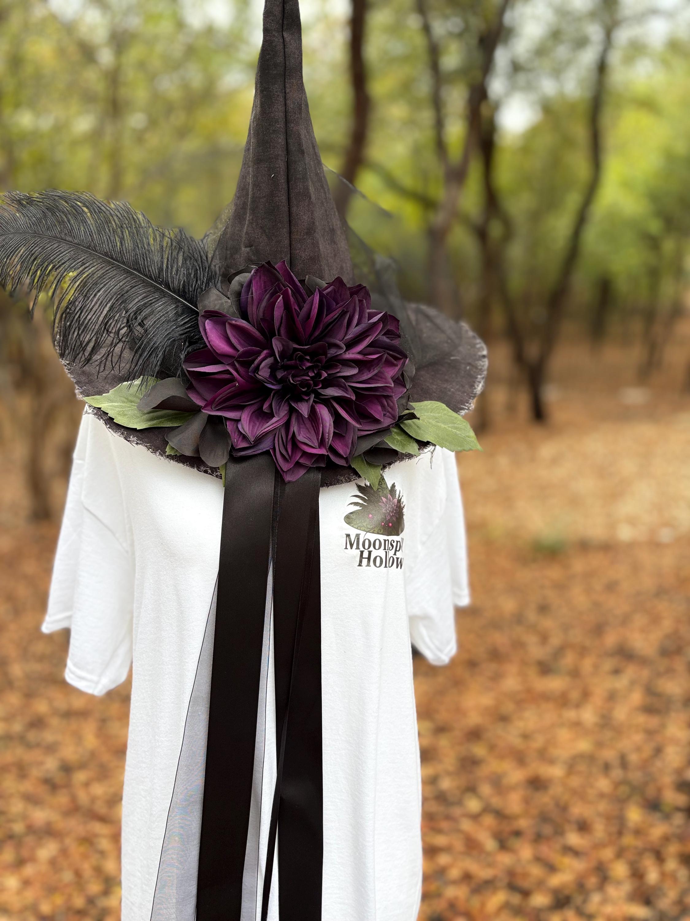 Witch Hat in Black & Plum | Witchy Elegance | Gothic Witch
