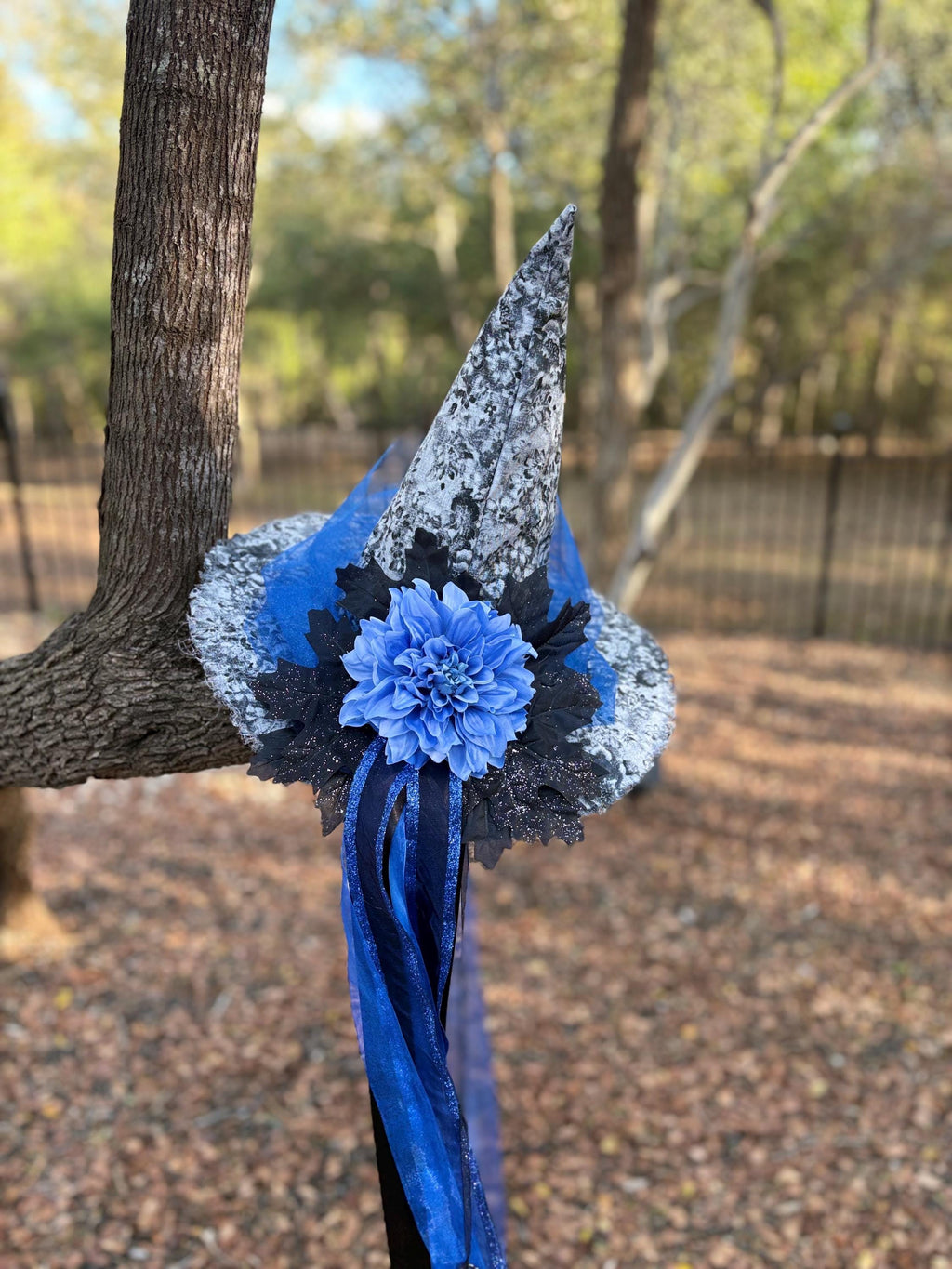 Witch Hat in Grey & Blue with key | Witchy Fashion