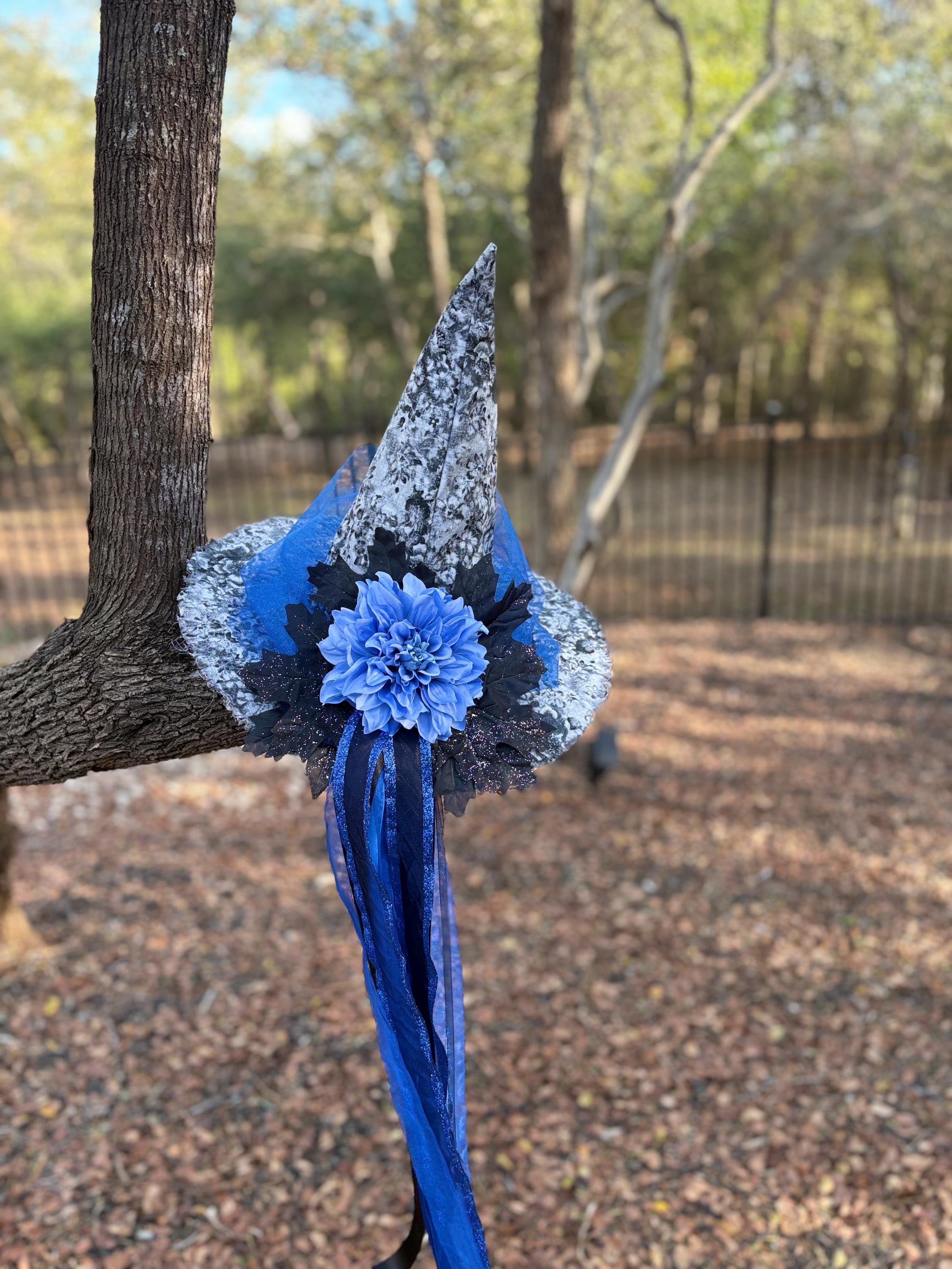Witch Hat in Grey & Blue with key | Witchy Fashion
