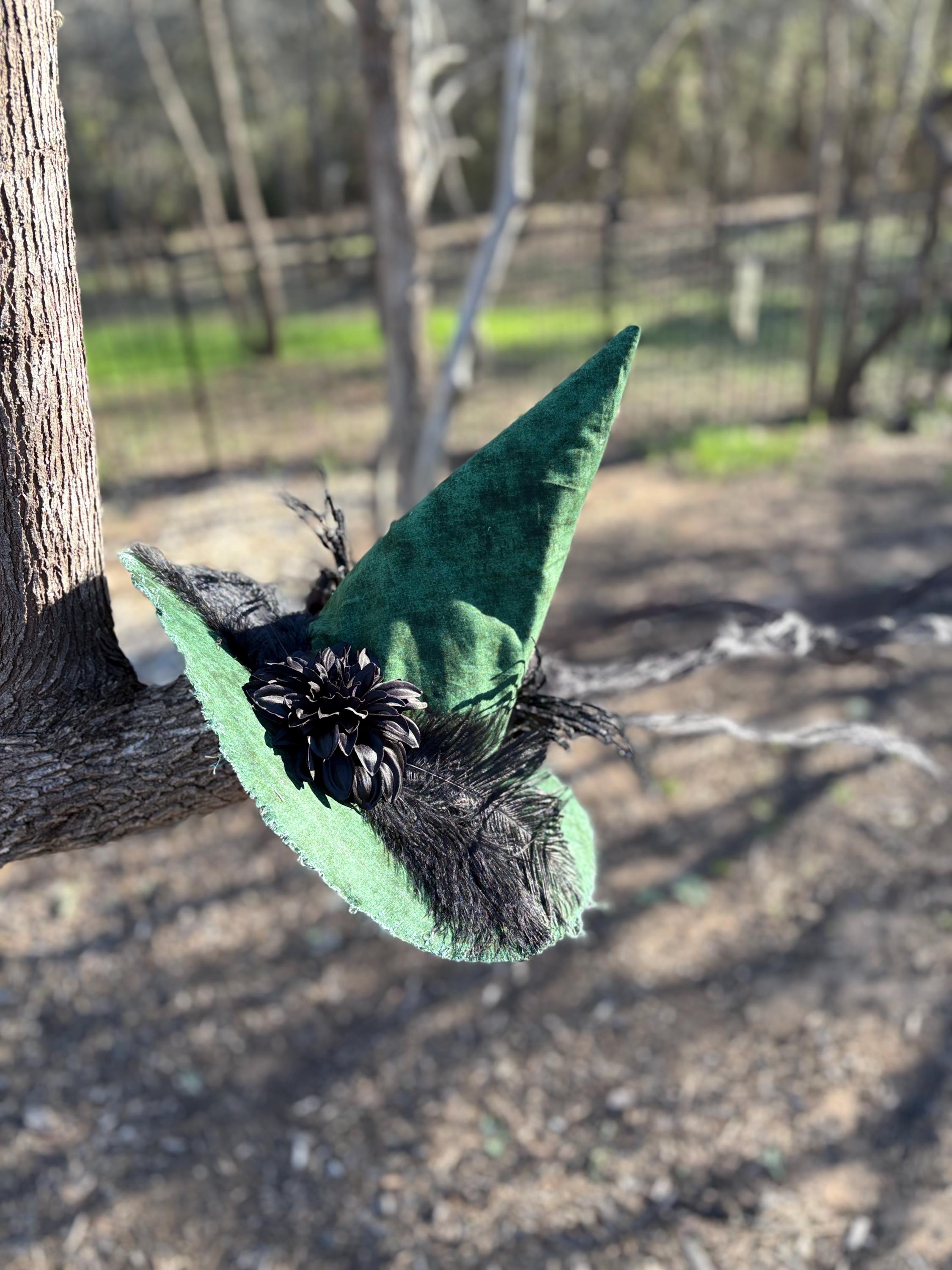 Green Witch Hat | Forest Wiccan Hat | Earth Magic costume| Gothic Gift