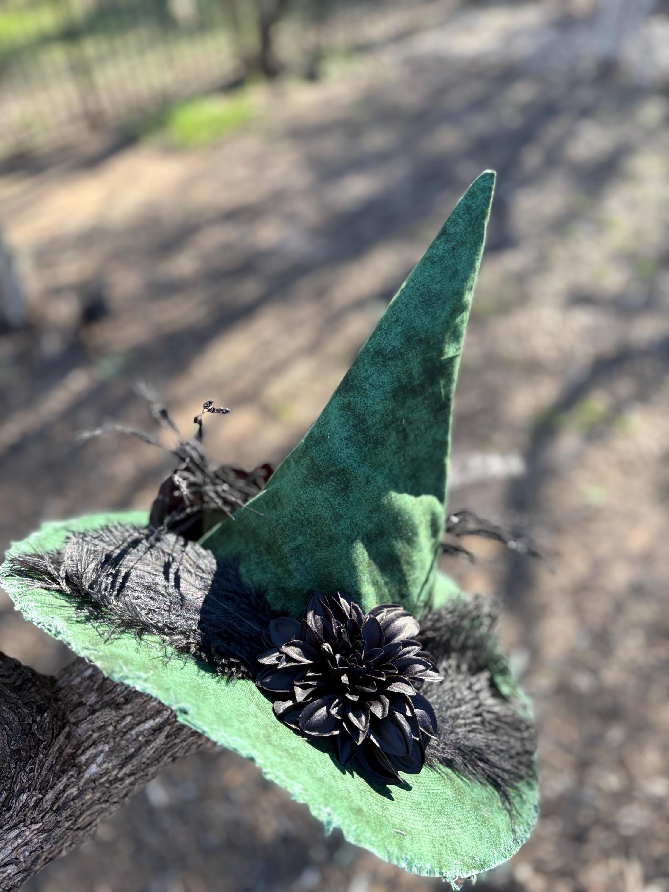 Green Witch Hat | Forest Wiccan Hat | Earth Magic costume| Gothic Gift