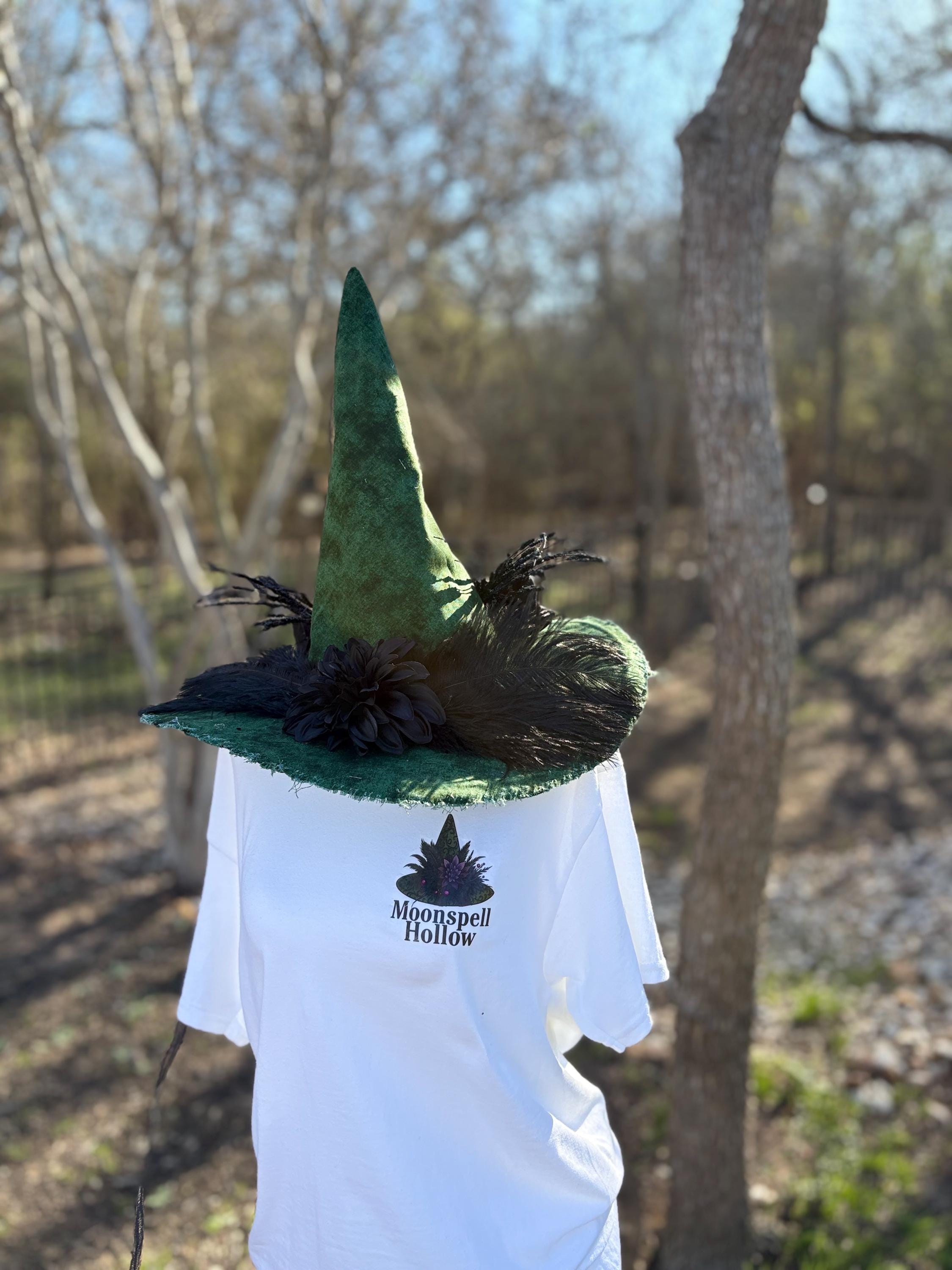 Green Witch Hat | Forest Wiccan Hat | Earth Magic costume| Gothic Gift