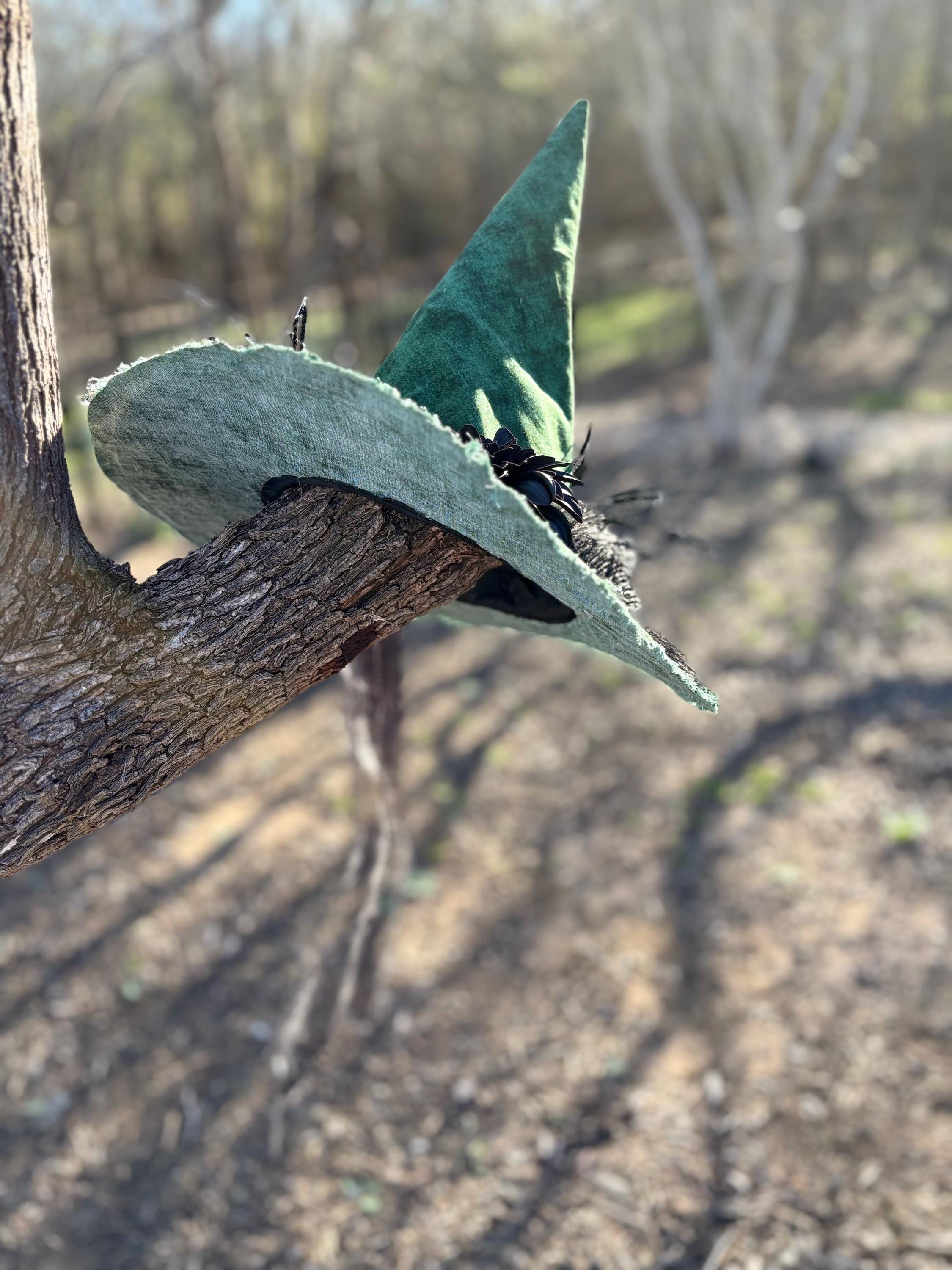 Green Witch Hat | Forest Wiccan Hat | Earth Magic costume| Gothic Gift