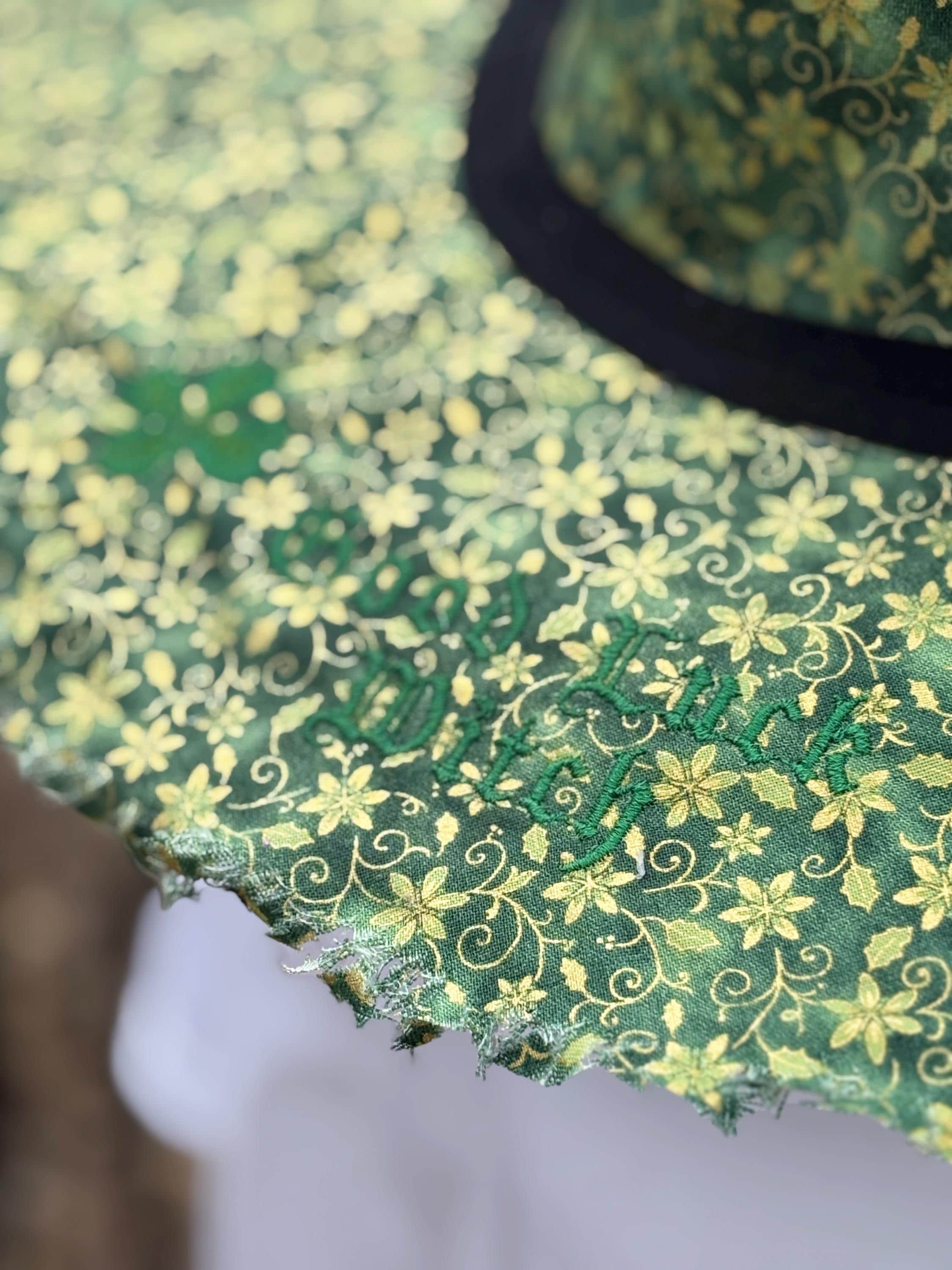 St Patrick’s Witch Hat | Emerald Green Lucky Witchy Hat with Peacock Feathers | Handmade