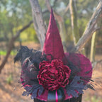 Martha Blackwood | Crimson & Black Witch Hat – Moonspell Hollow™