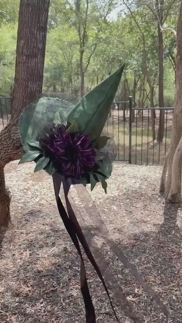 Witch Hat in Green and Plum | Gothic Halloween Costume Hat