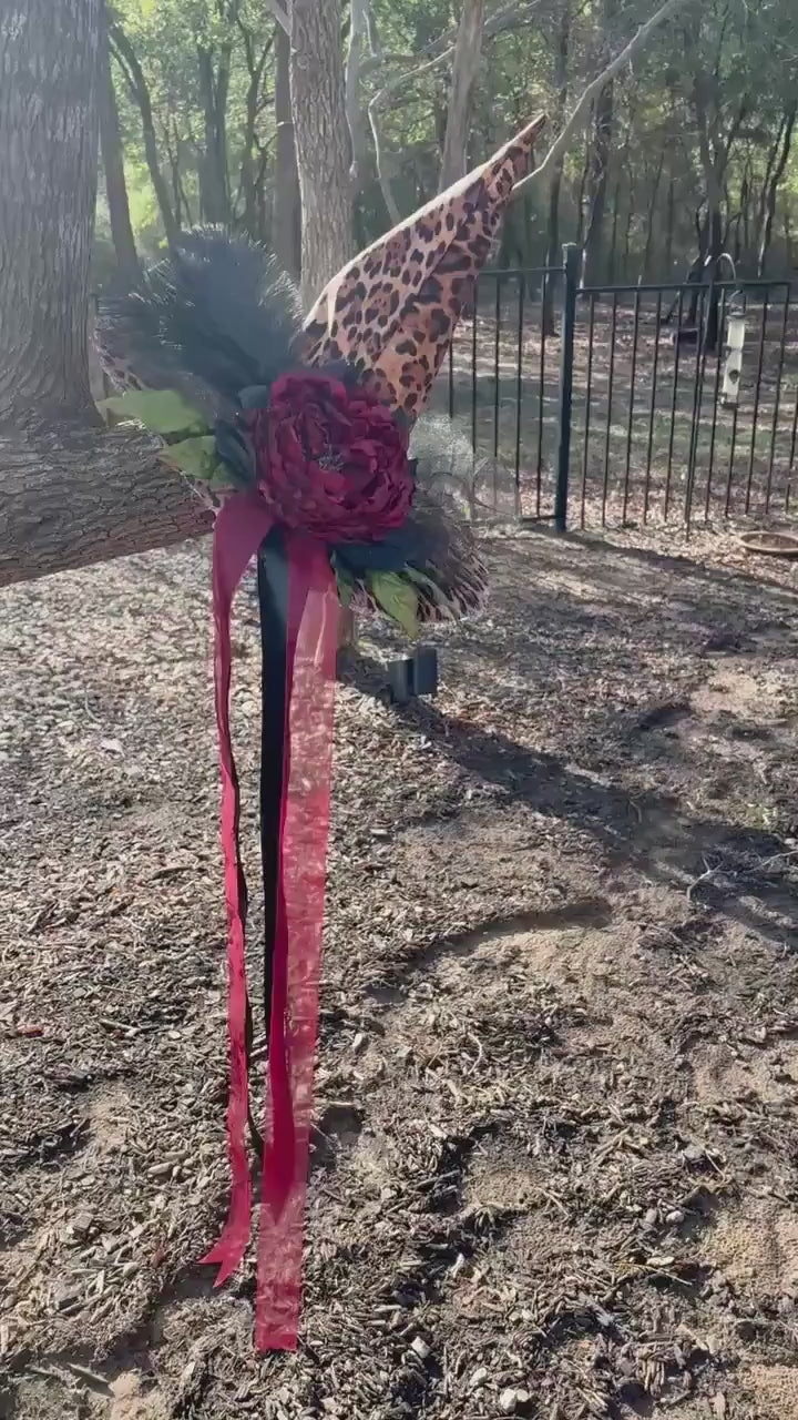 Witch Hat in Leopard Print | Handmade costume with vintage Key & Feathers| Witch Elegance