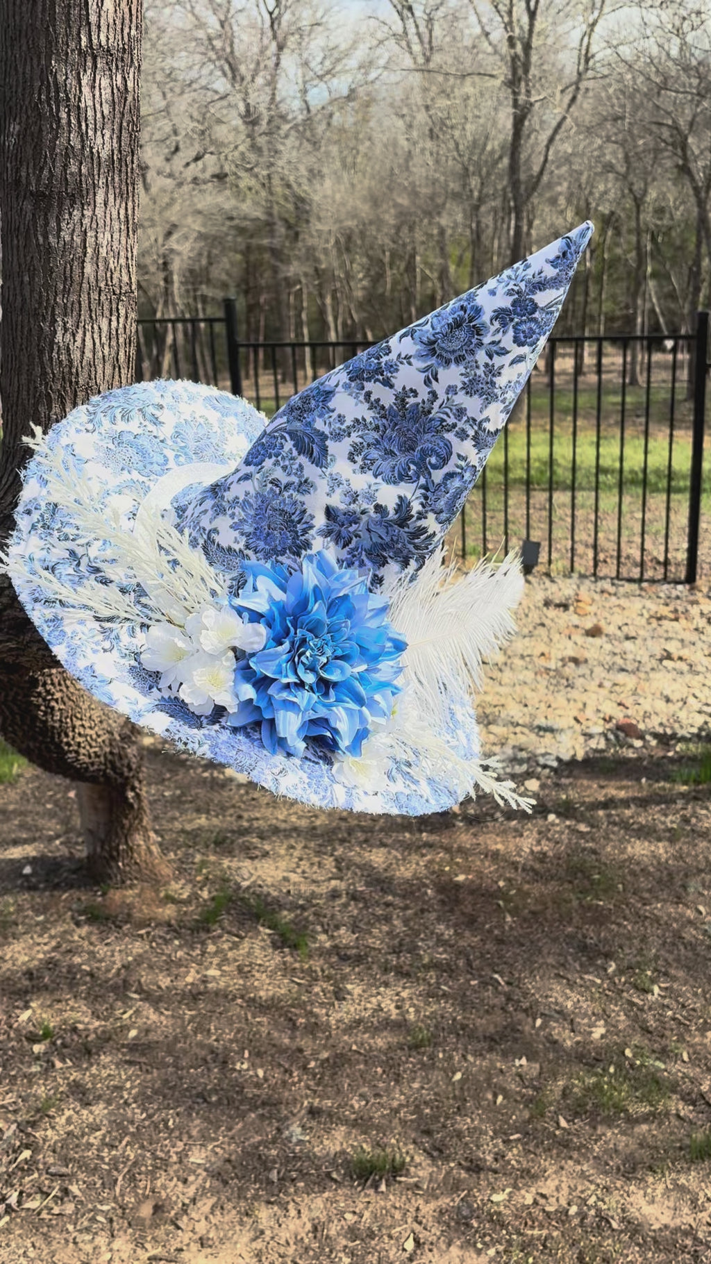 Porcelain Moon | Blue Toile Witch Hat – Moonspell Hollow™